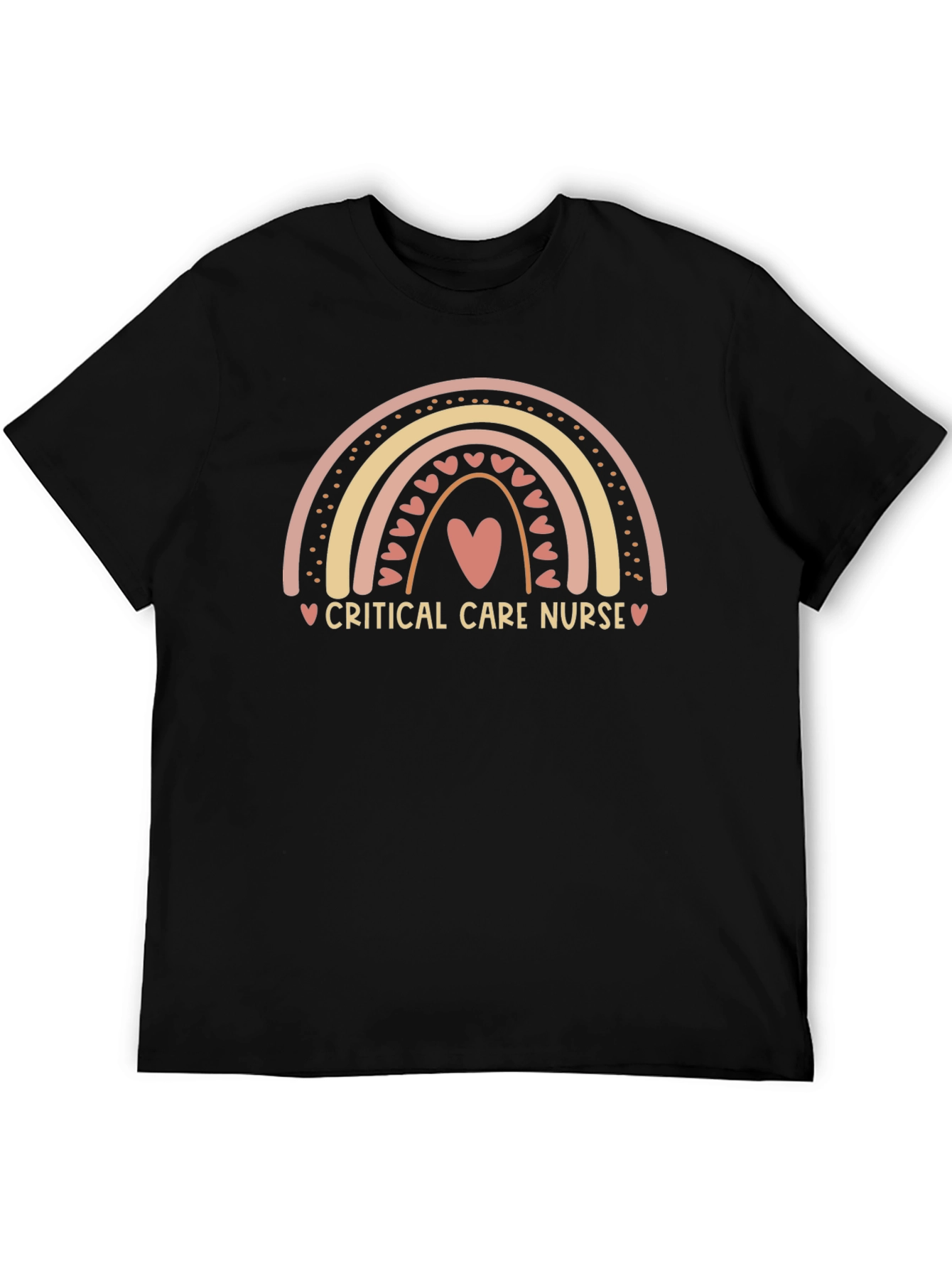 Critical Care Nurse Rainbow Heart Graphic Tee