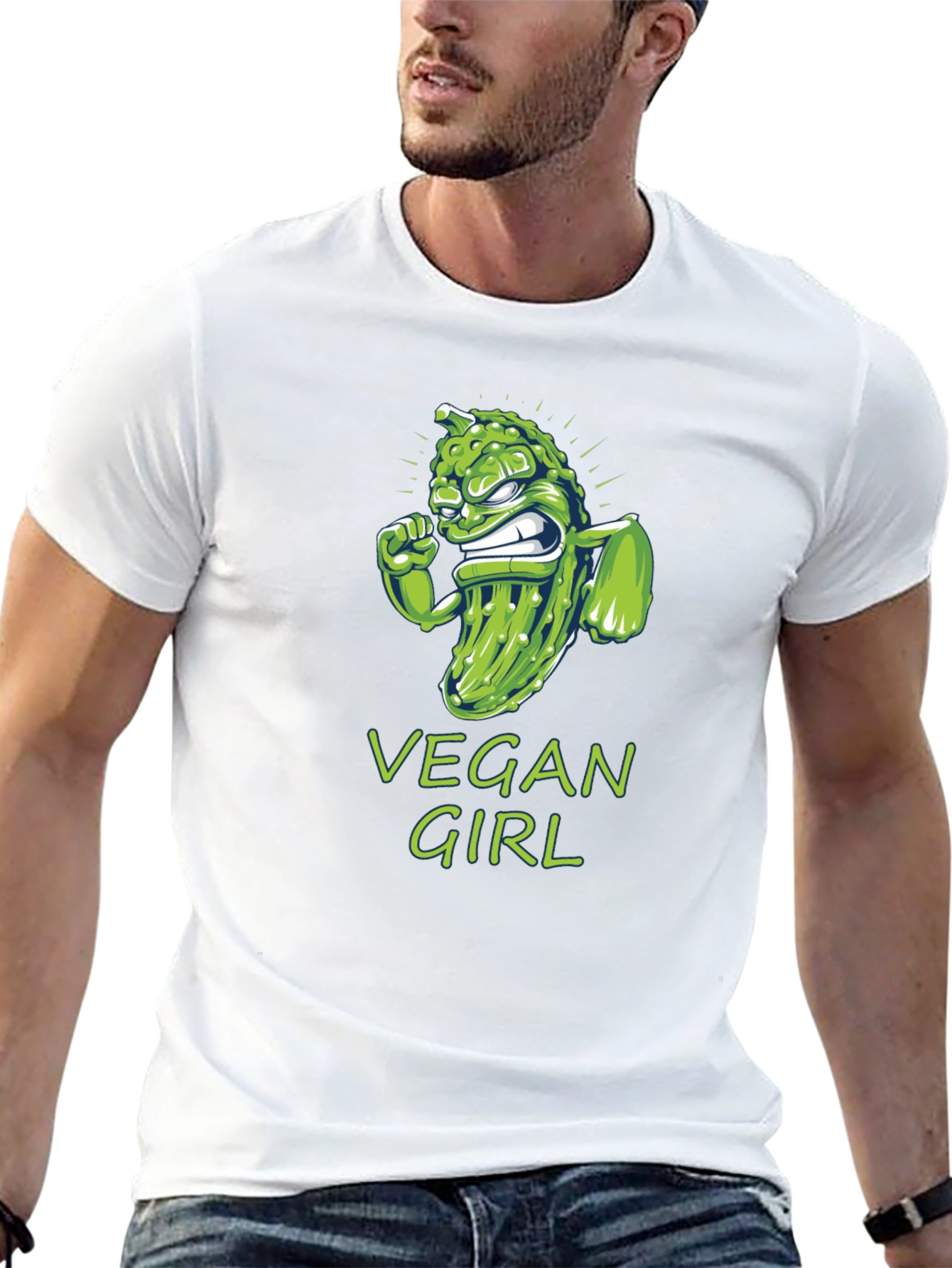 Vegan Girl T-Shirt Funny Pickle Design