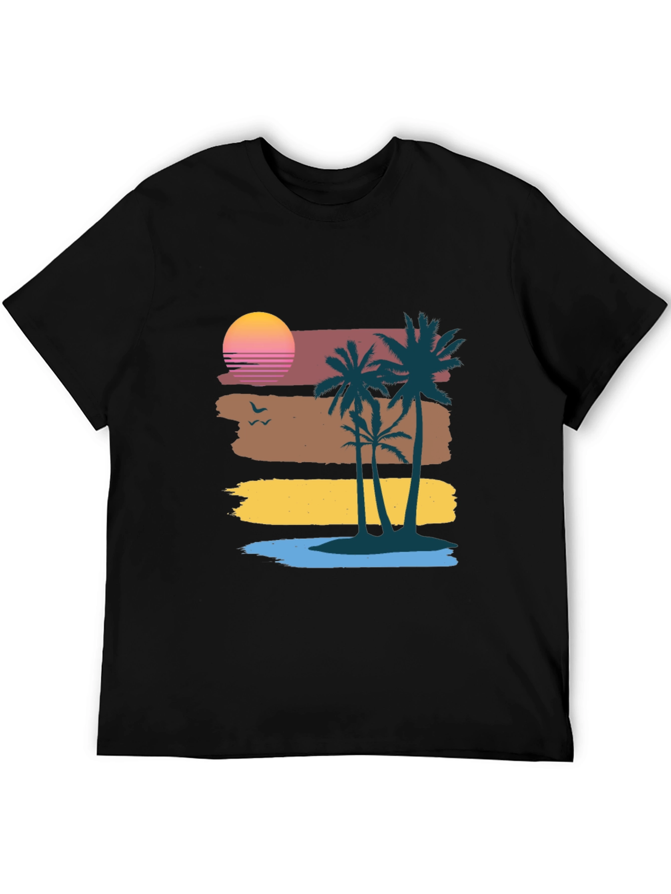Retro Sunset Palm Tree Graphic Tee - Coastal Vibes