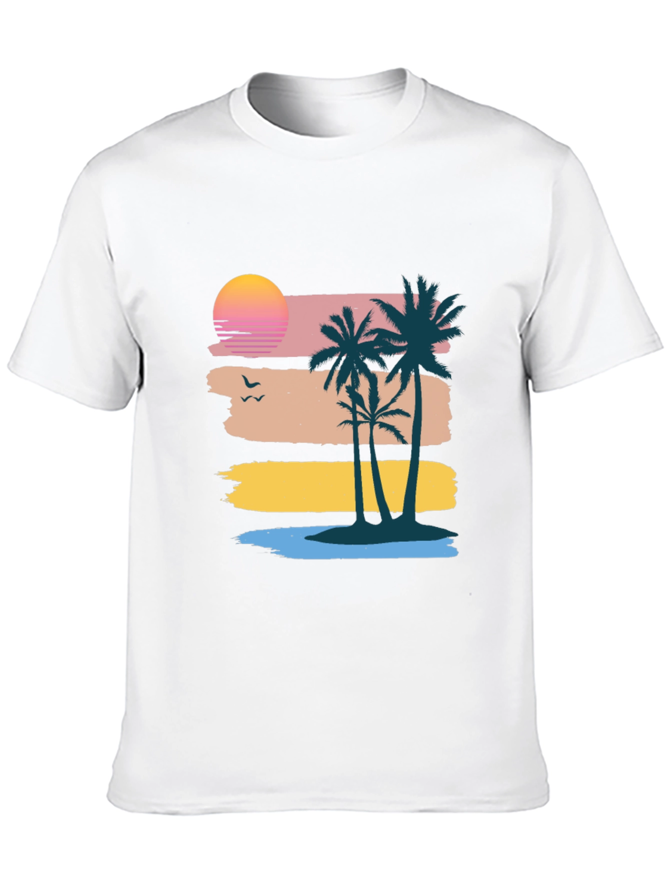 Retro Sunset Palm Tree Graphic Tee - Coastal Vibes
