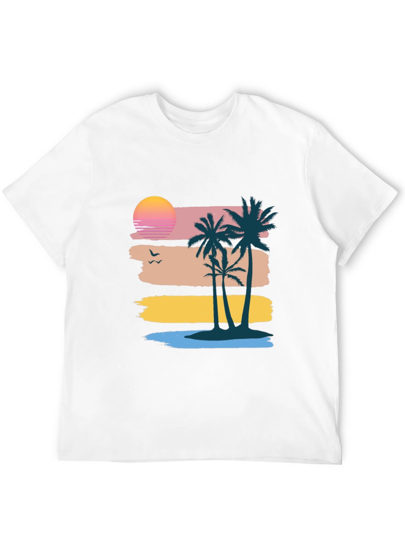 Retro Sunset Palm Tree Graphic Tee - Coastal Vibes