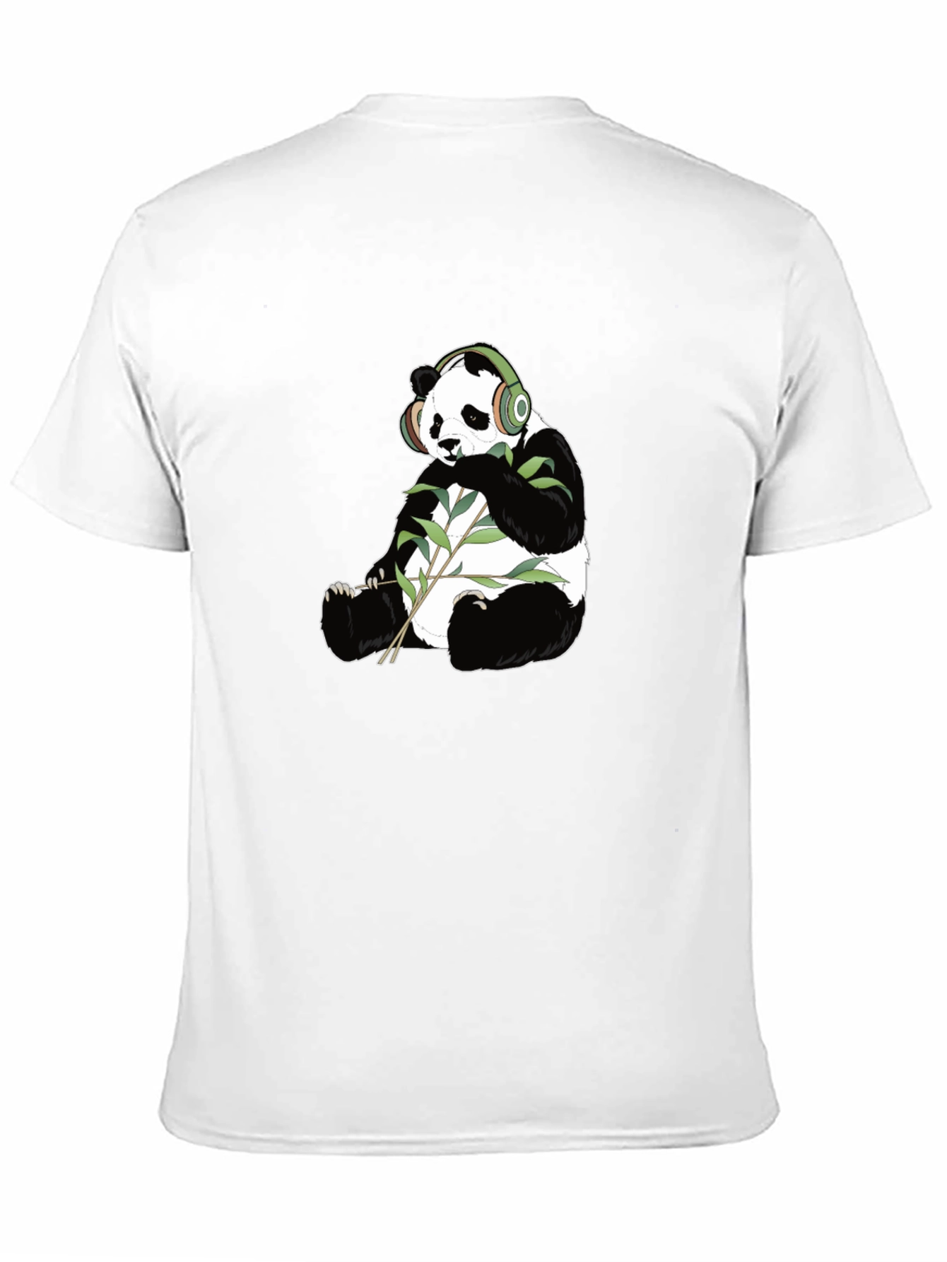 Panda with Headphones Graphic Tee - Black Cotton