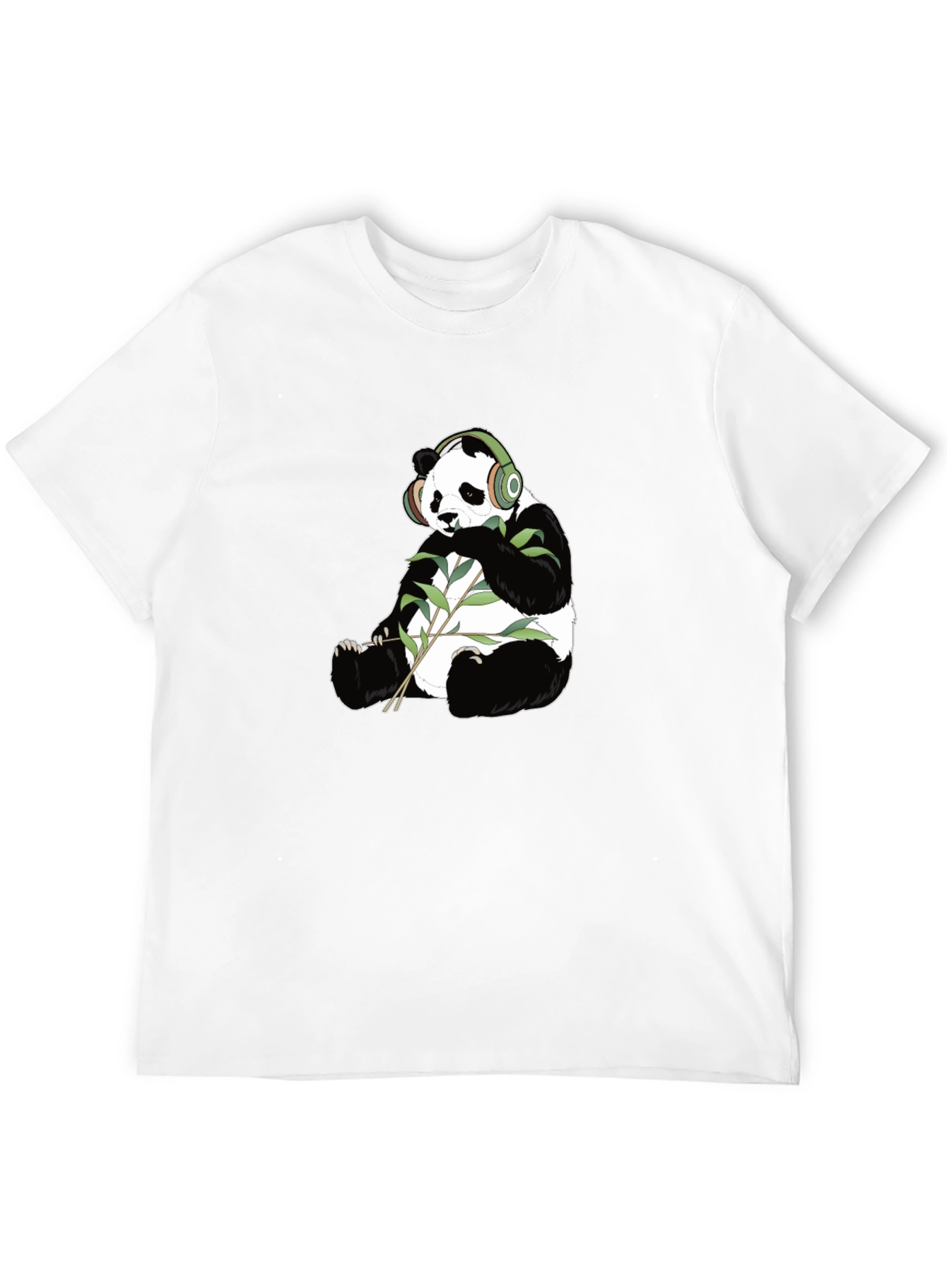 Panda with Headphones Graphic Tee - Black Cotton