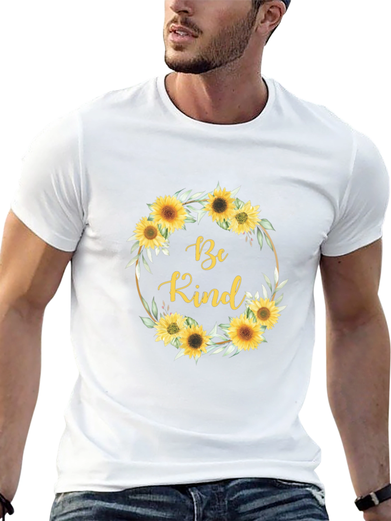 Be Kind Sunflower Wreath Graphic T-Shirt