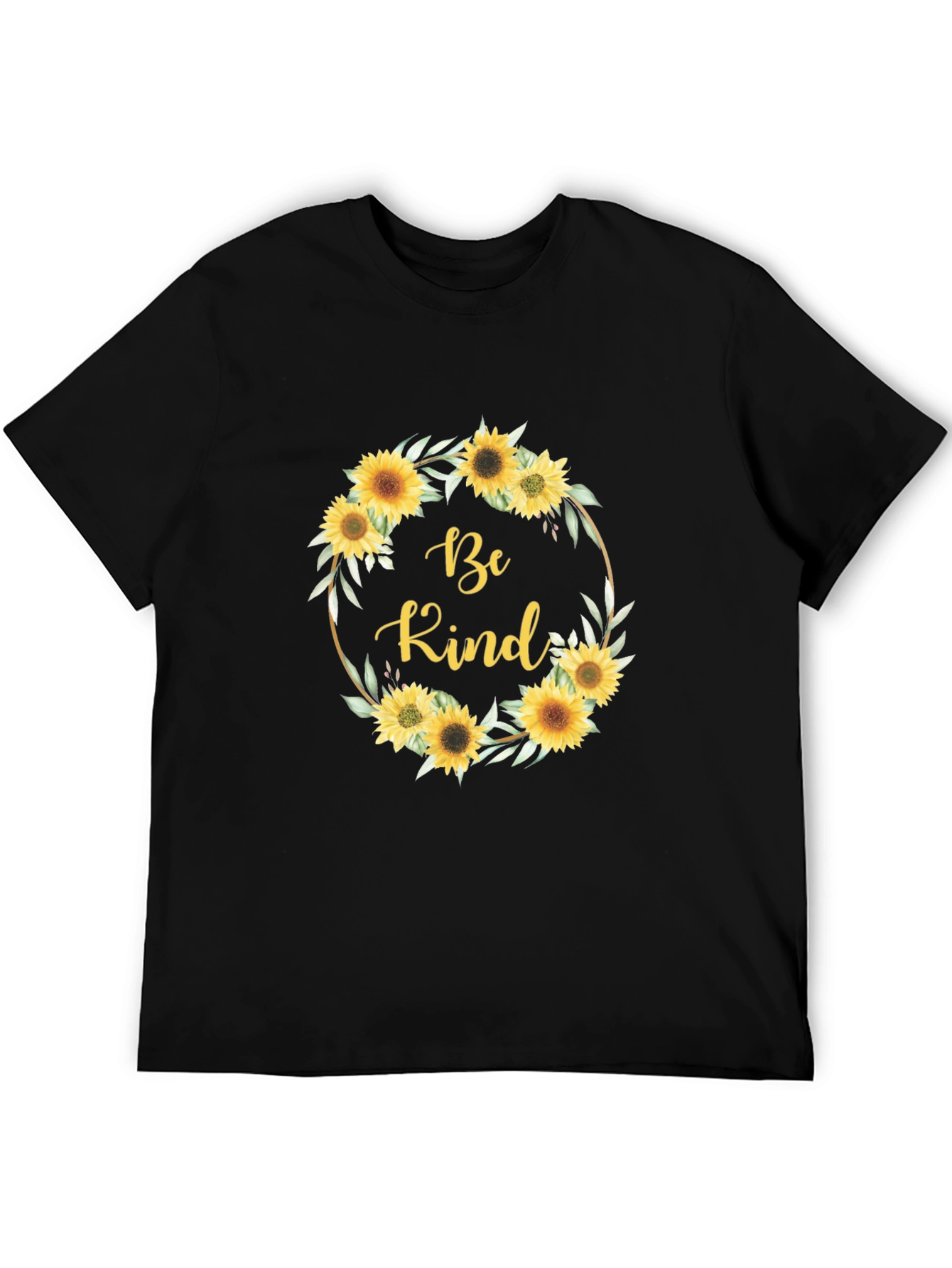 Be Kind Sunflower Wreath Graphic T-Shirt