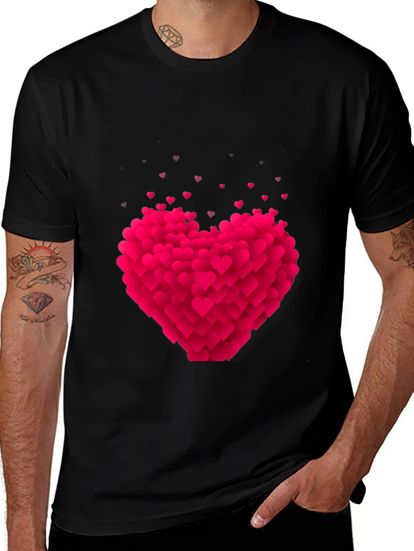 Heart Burst Graphic Tee - Black Cotton Blend