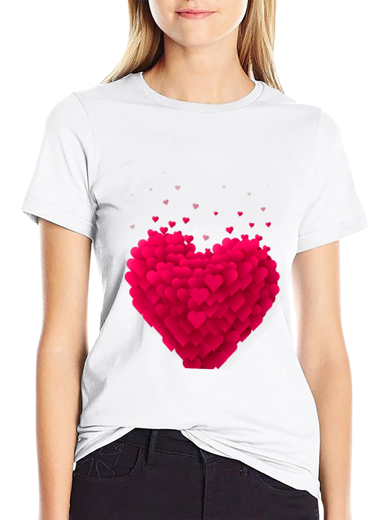 Heart Burst Graphic Tee - Black Cotton Blend