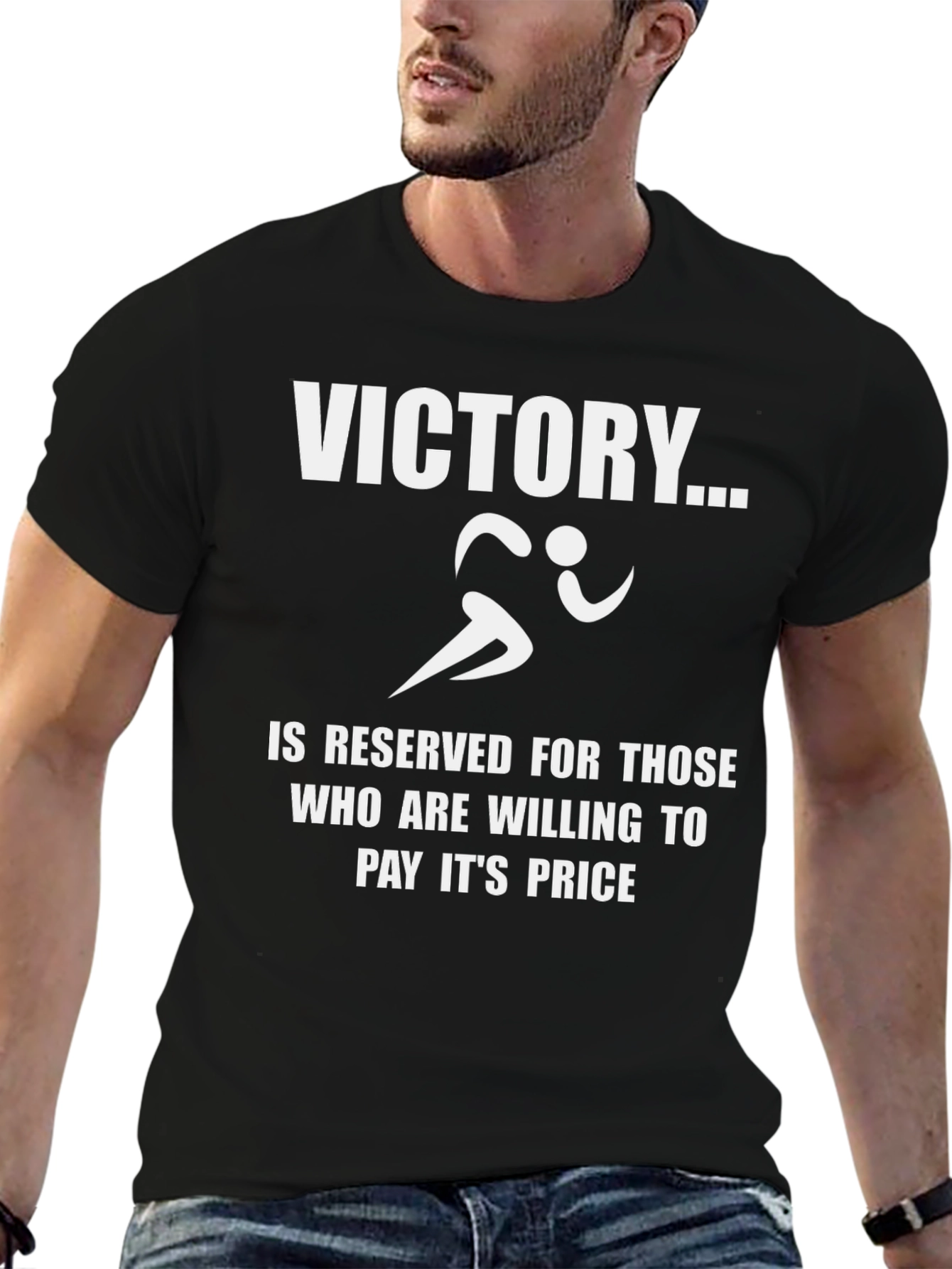 Victory Black T-Shirt Motivation and Athletic Design