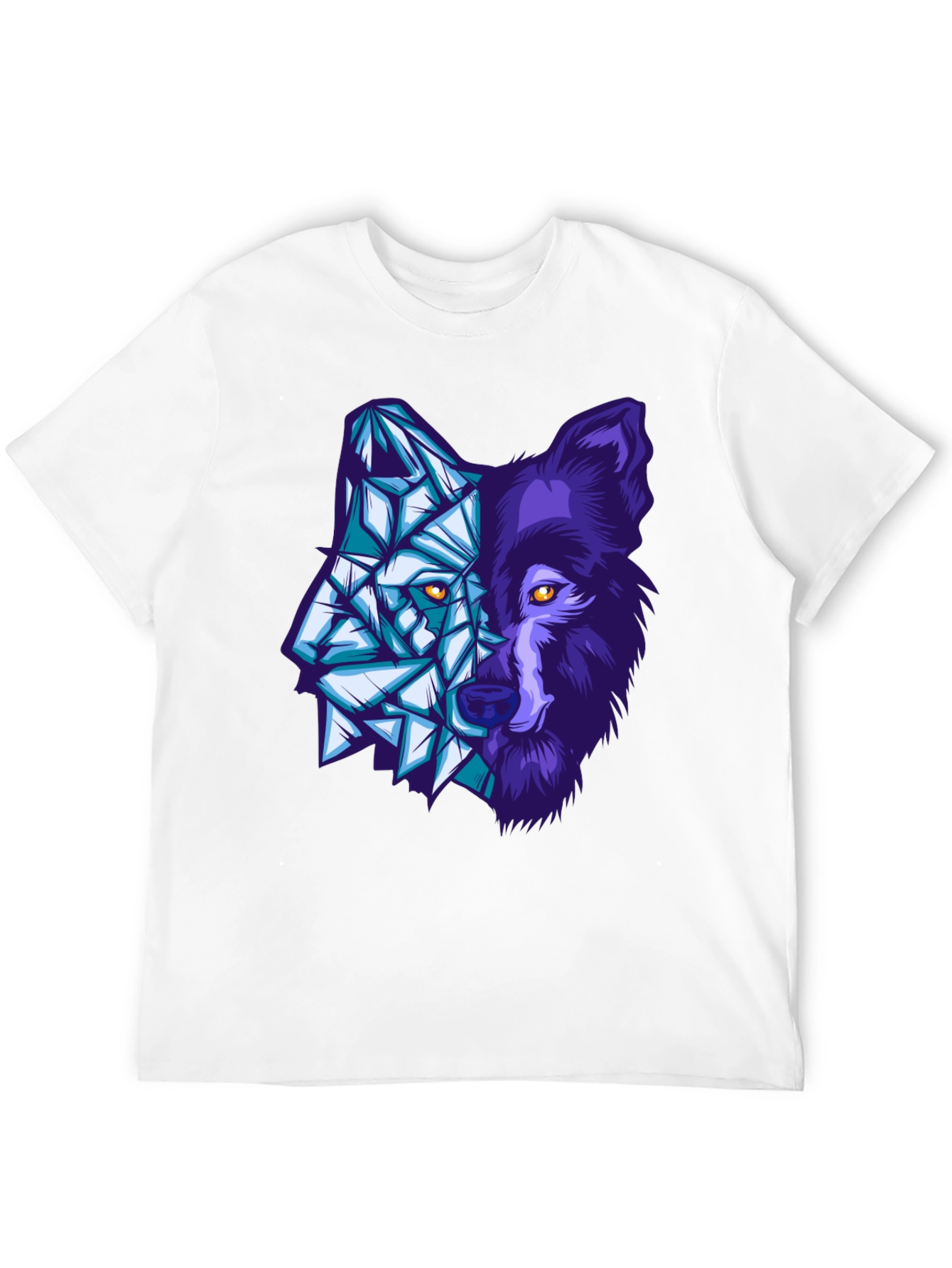 Geometric Wolf Graphic Tee - Black