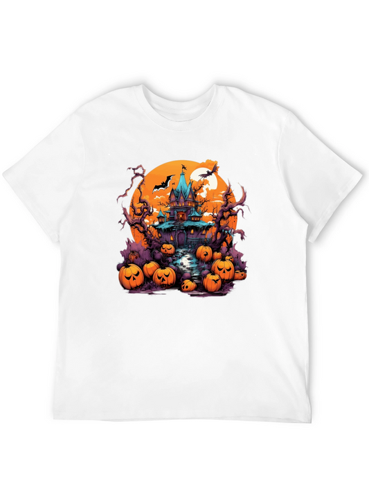 Halloween Haunt T-Shirt: Spooky House Pumpkin Design