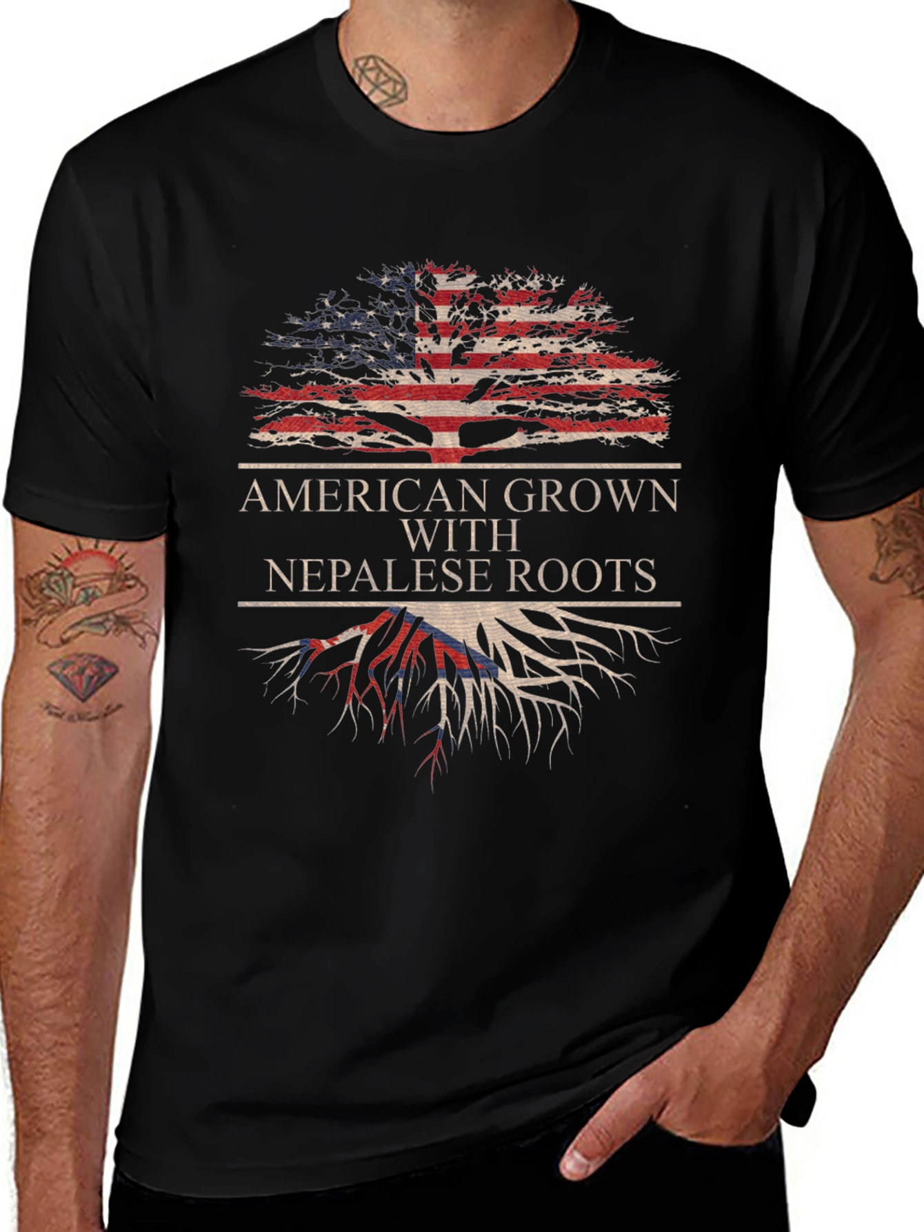 American Grown with Nepalese Roots Graphic T-Shirt