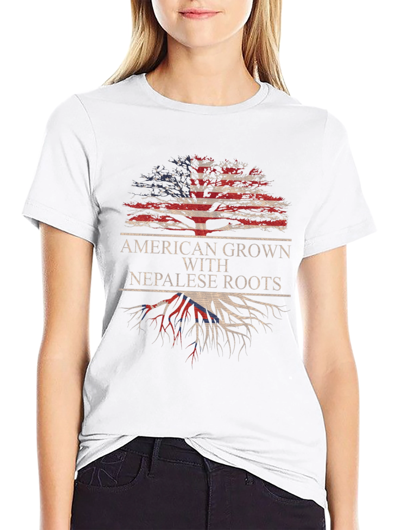American Grown with Nepalese Roots Graphic T-Shirt