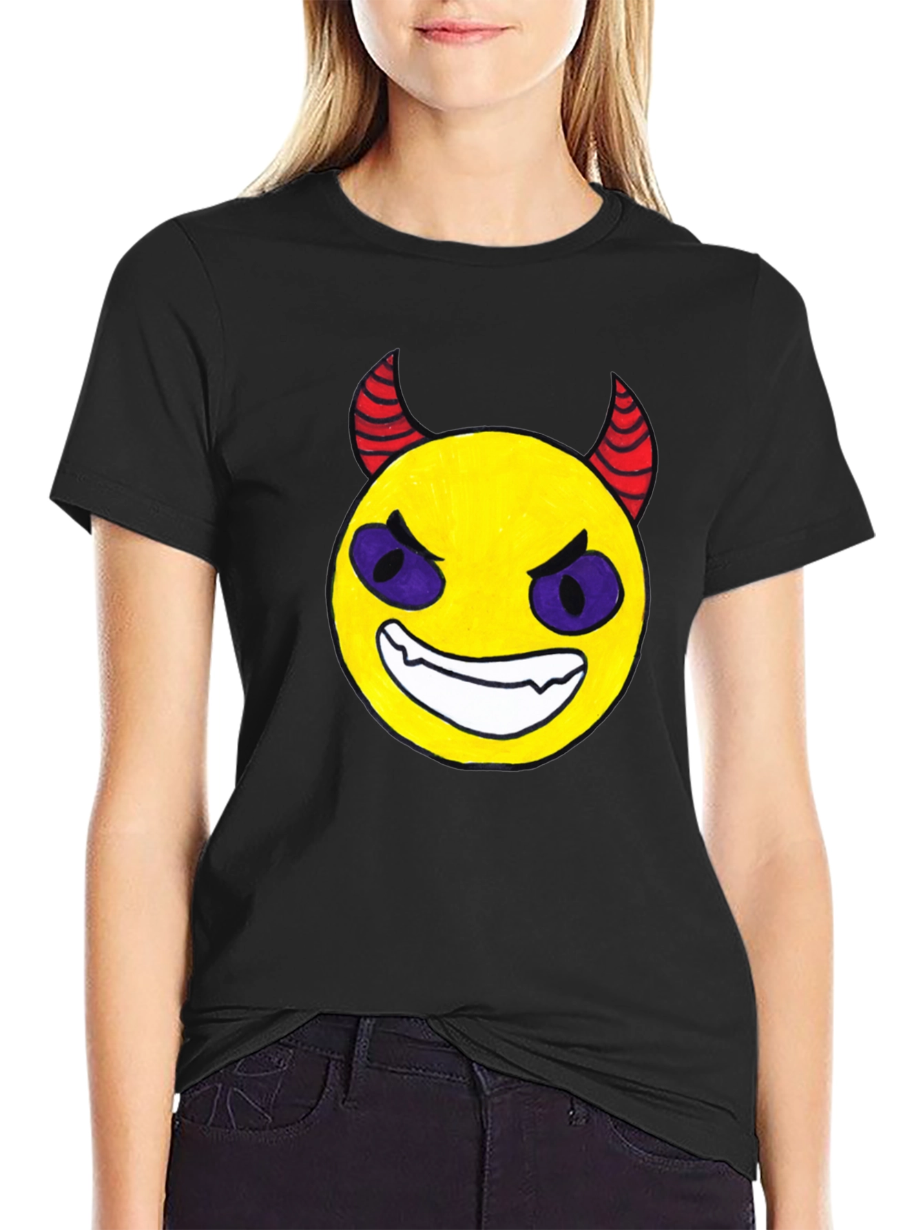 Evil Emoji Black T-Shirt - Funny Graphic Tee