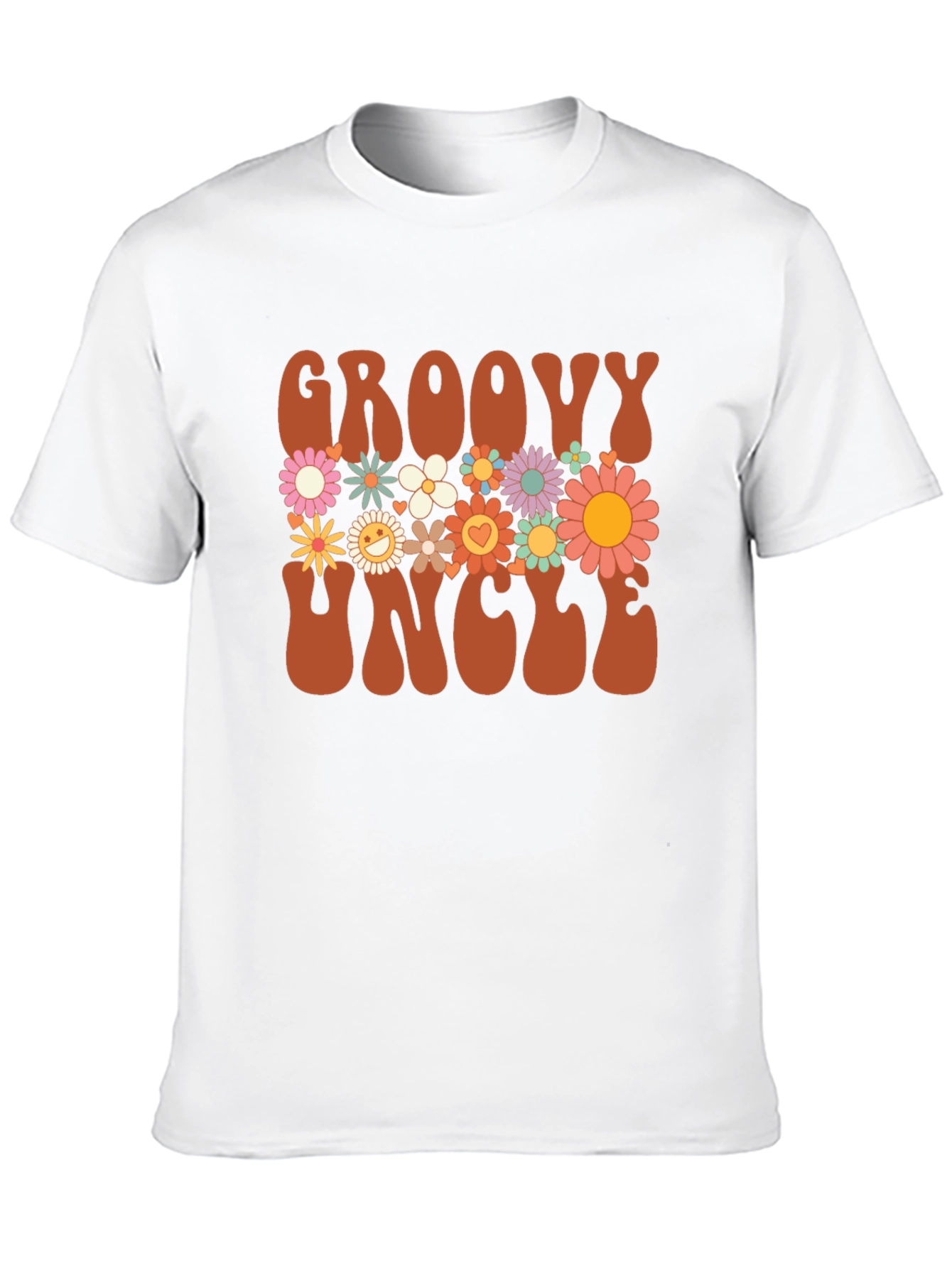 Groovy Uncle Graphic Tee - Retro Floral Design