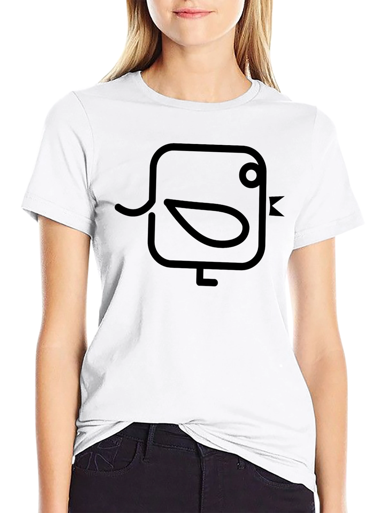 Modern Bird Graphic Black T-Shirt