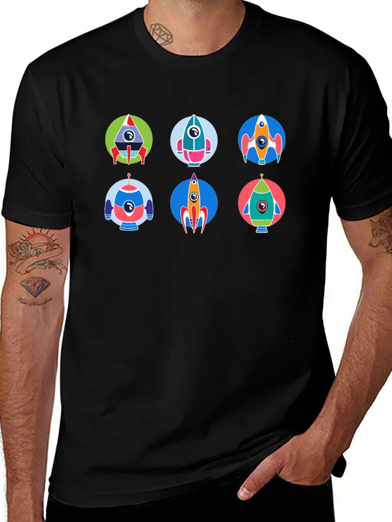 Retro Rocket Graphic Tee - Space Adventure Style