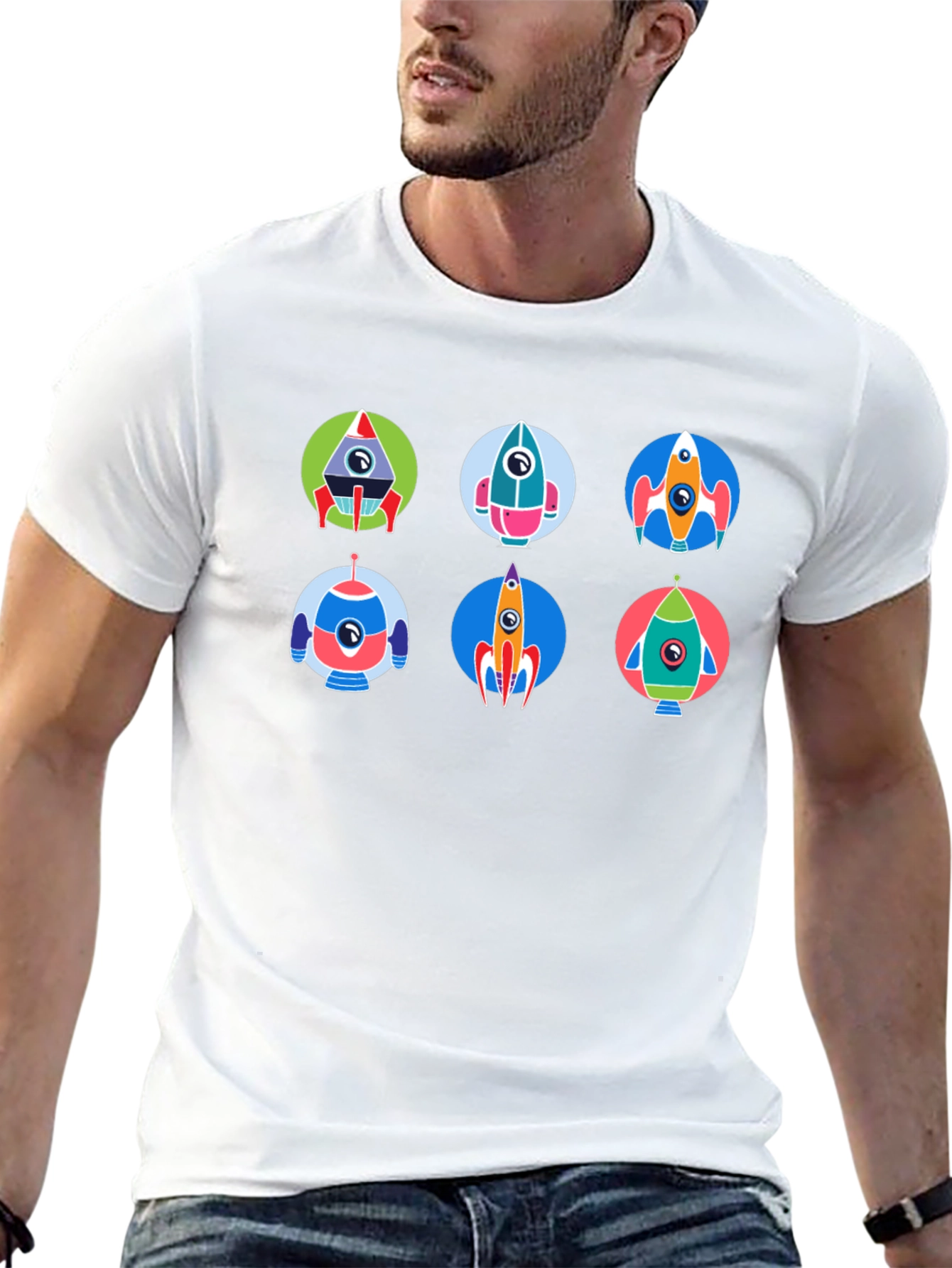 Retro Rocket Graphic Tee - Space Adventure Style