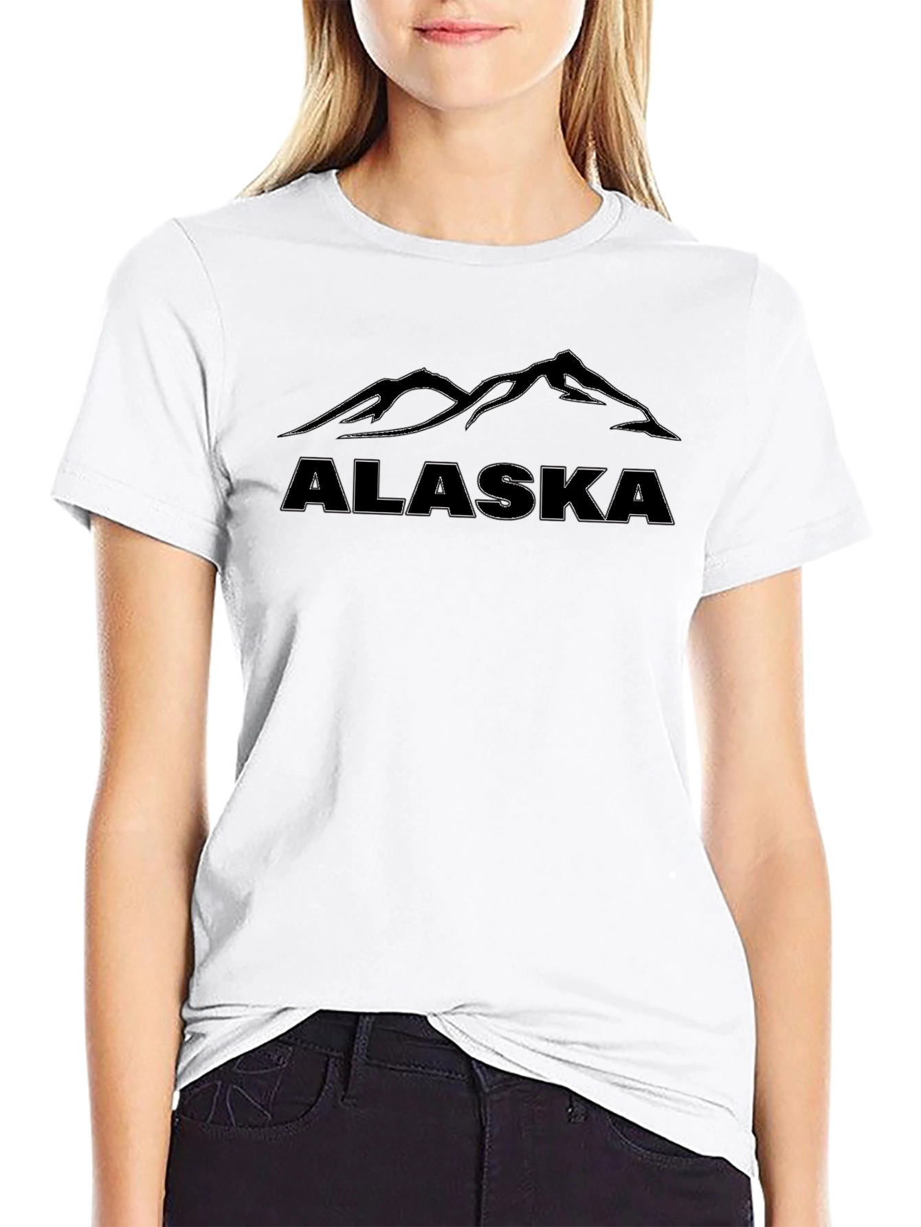 Alaska Mountain Graphic Tee - Black Cotton T-Shirt