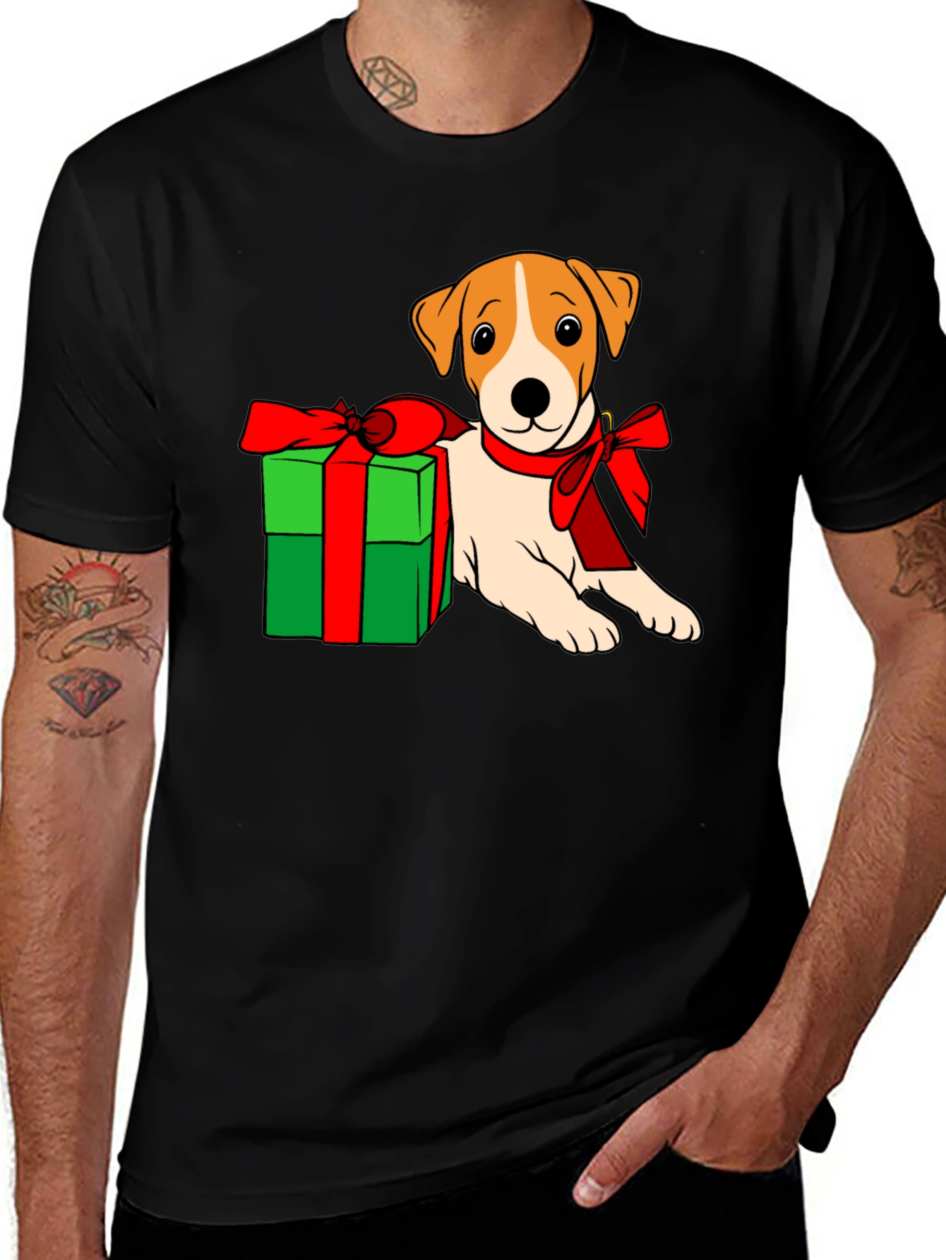 Dog with Gift T-Shirt - Holiday Cheer!