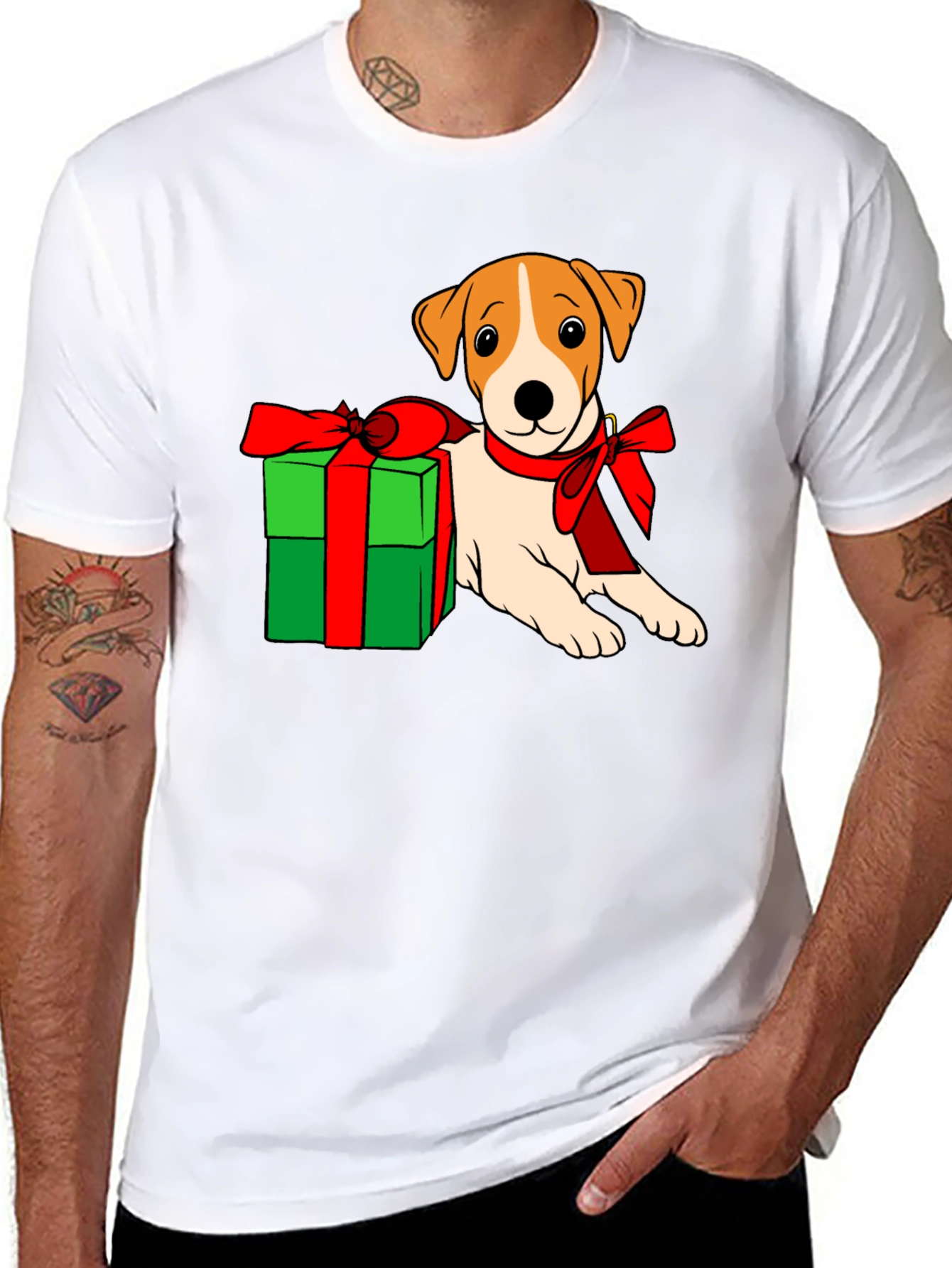 Dog with Gift T-Shirt - Holiday Cheer!