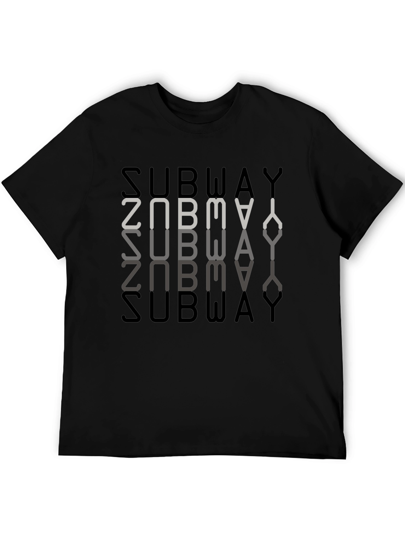 Subway Inverted Text Graphic Black T-Shirt