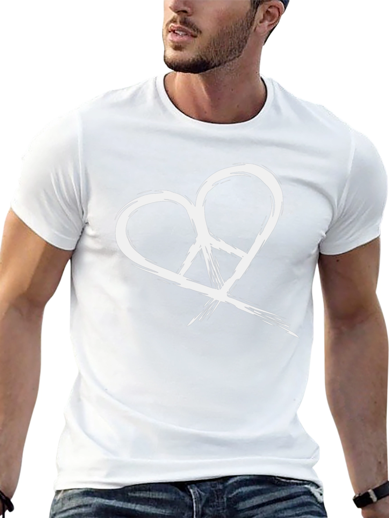 Heart Peace Sign Graphic Tee - Black