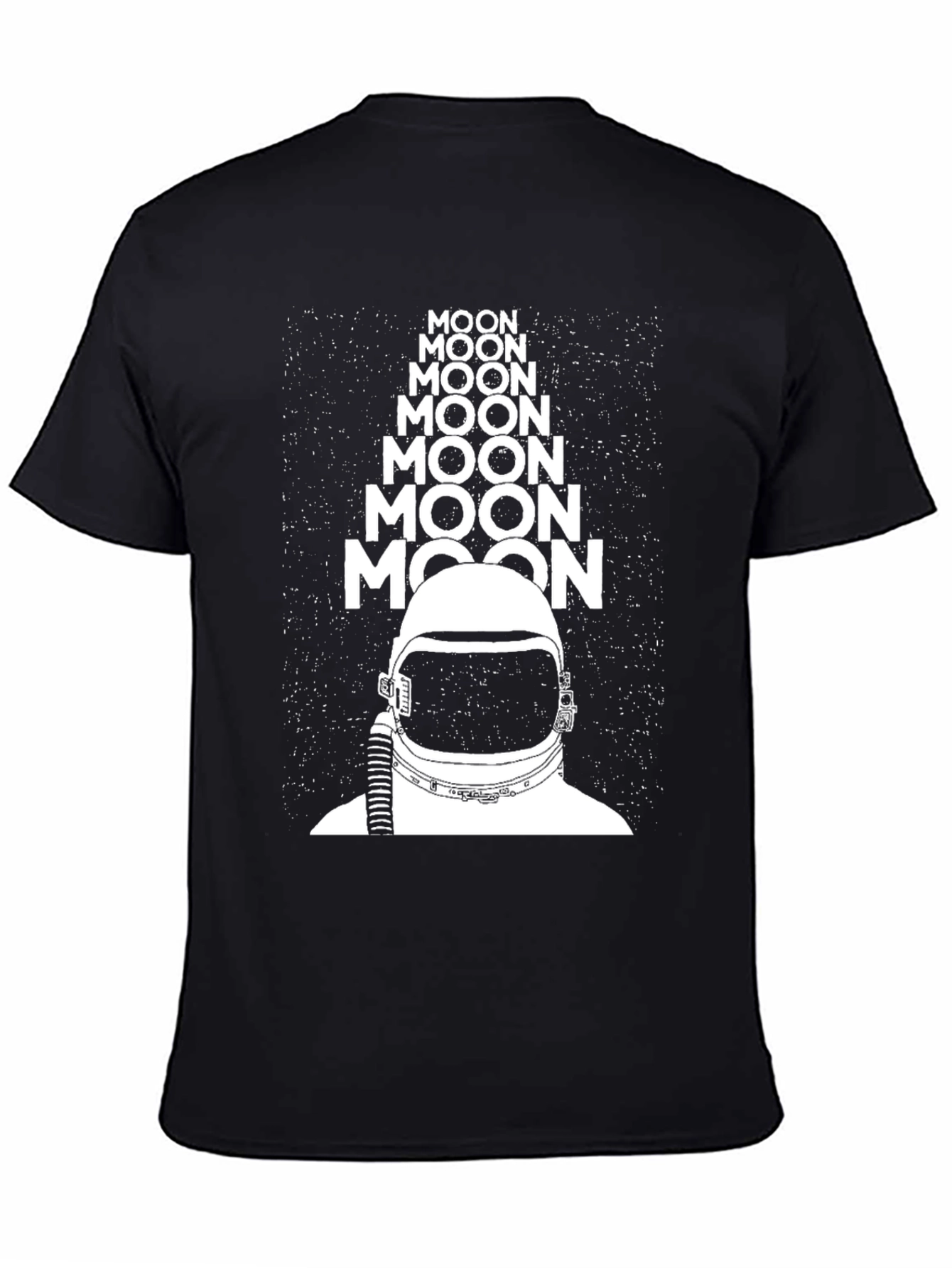 Moon Astronaut Graphic Tee - Black Crew Neck T-Shirt