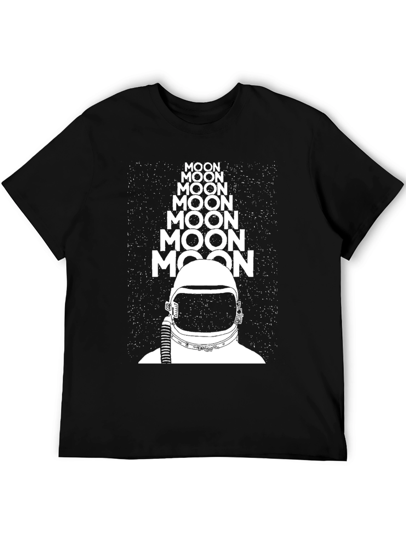 Moon Astronaut Graphic Tee - Black Crew Neck T-Shirt