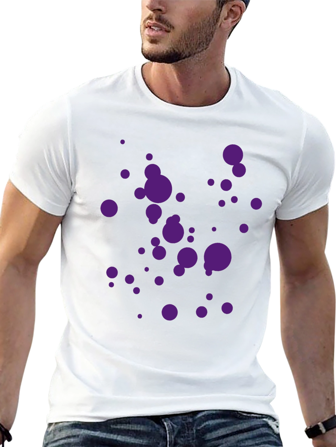 Black T-Shirt with Purple Splatter Design