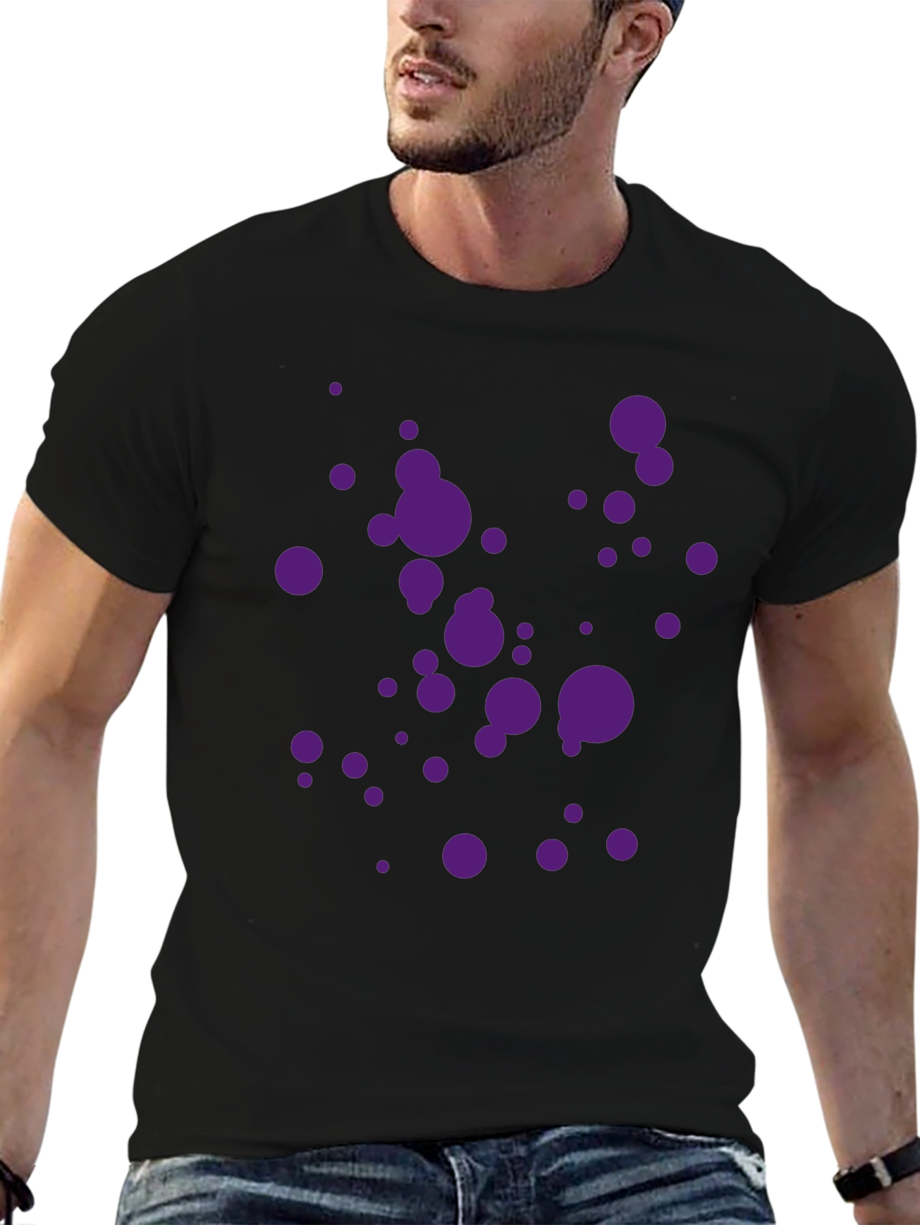 Black T-Shirt with Purple Splatter Design