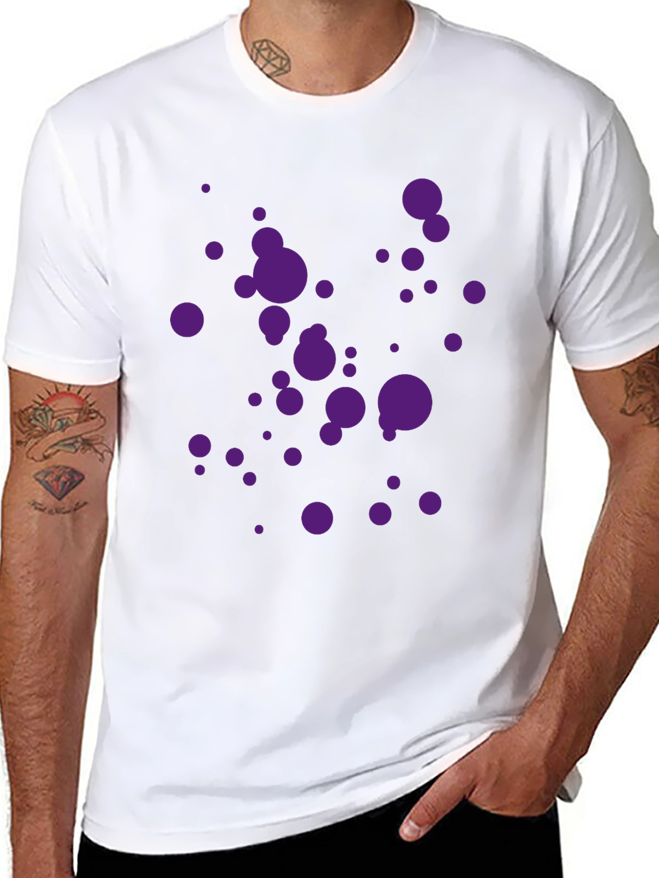 Black T-Shirt with Purple Splatter Design