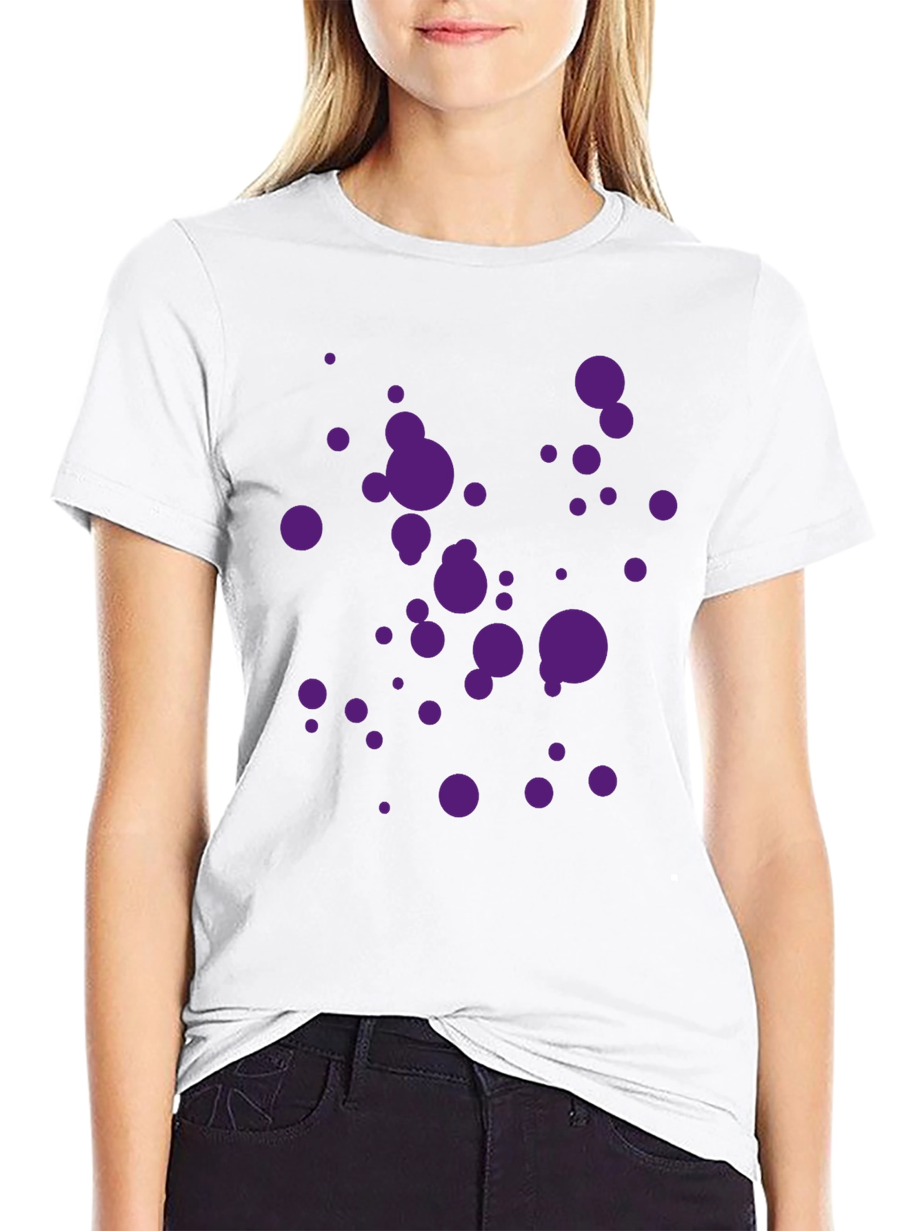 Black T-Shirt with Purple Splatter Design