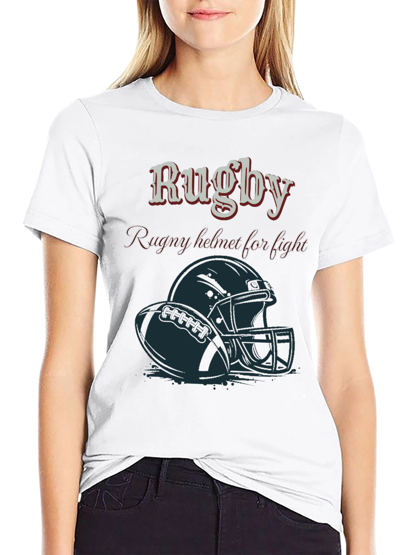 Rugby Helmet T-Shirt - Fight Design