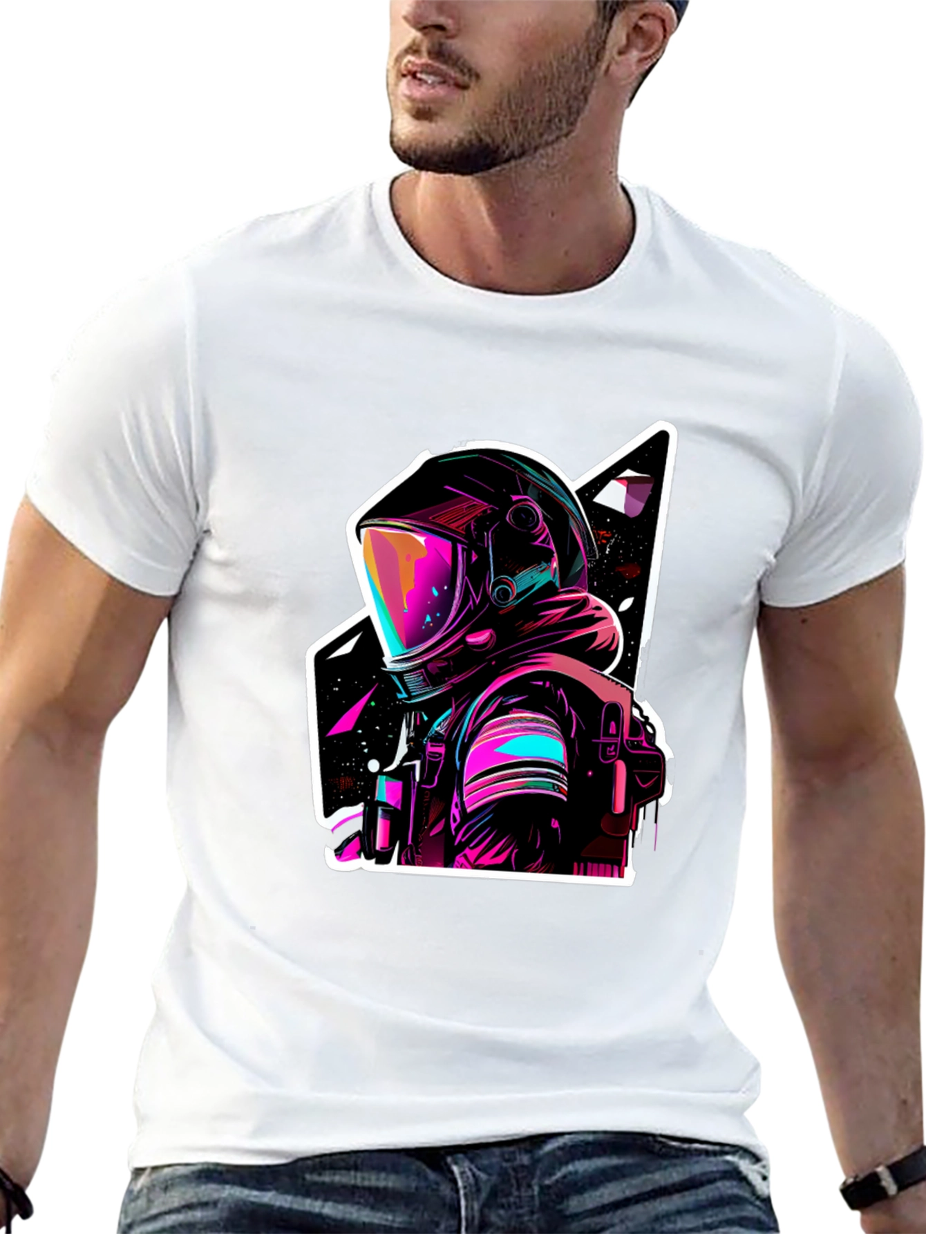 Neon Astronaut Graphic Black T-Shirt