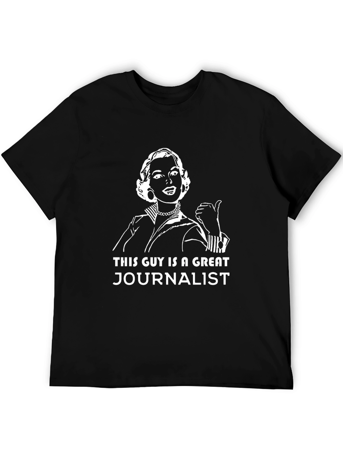 Humorous Journalist Graphic Tee - Black
