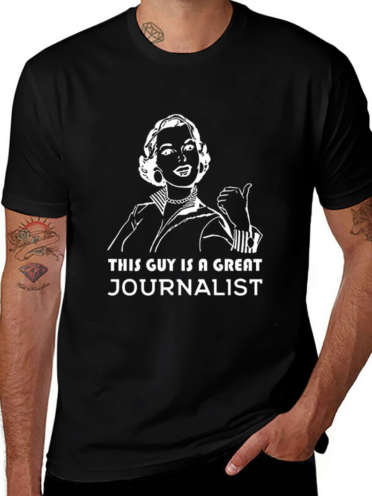 Humorous Journalist Graphic Tee - Black