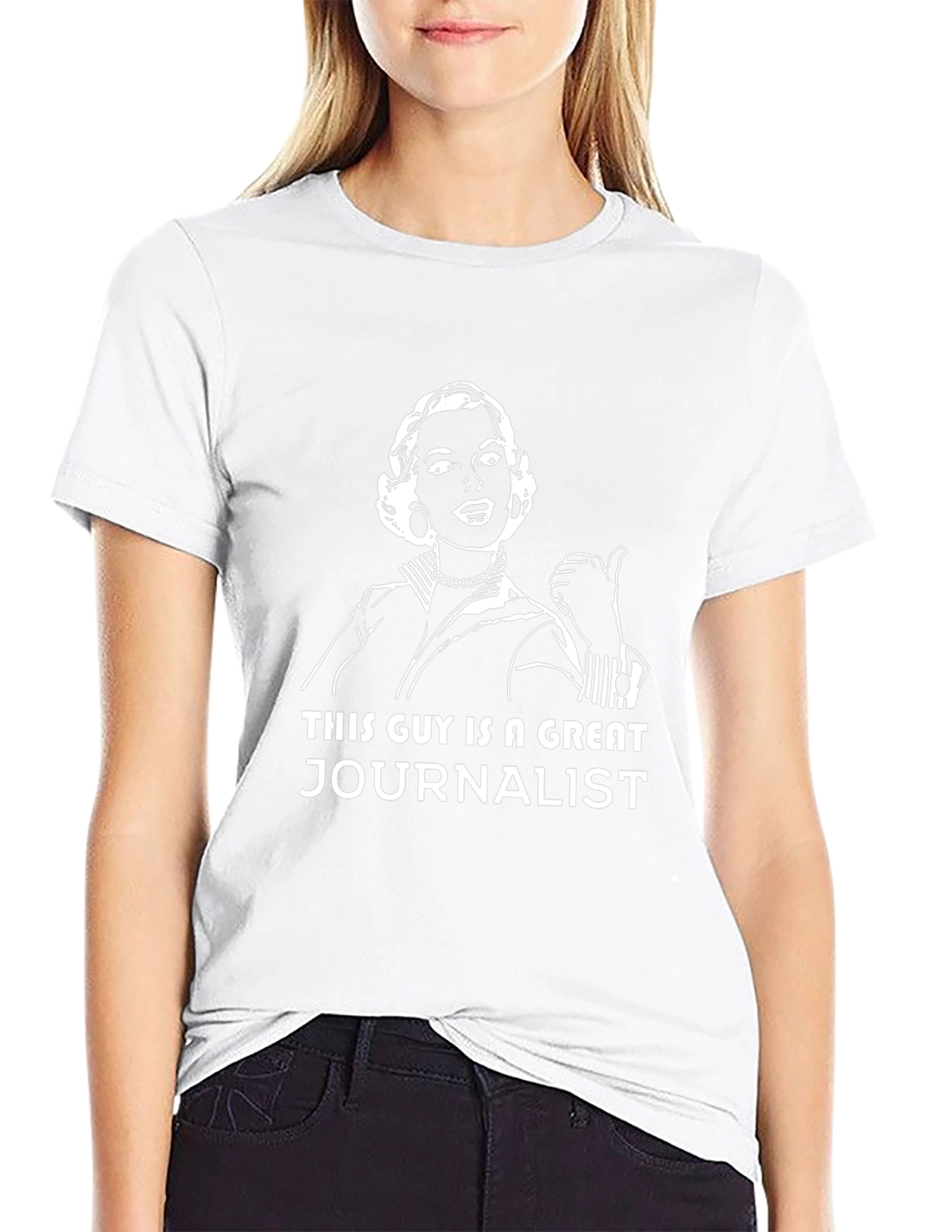 Humorous Journalist Graphic Tee - Black