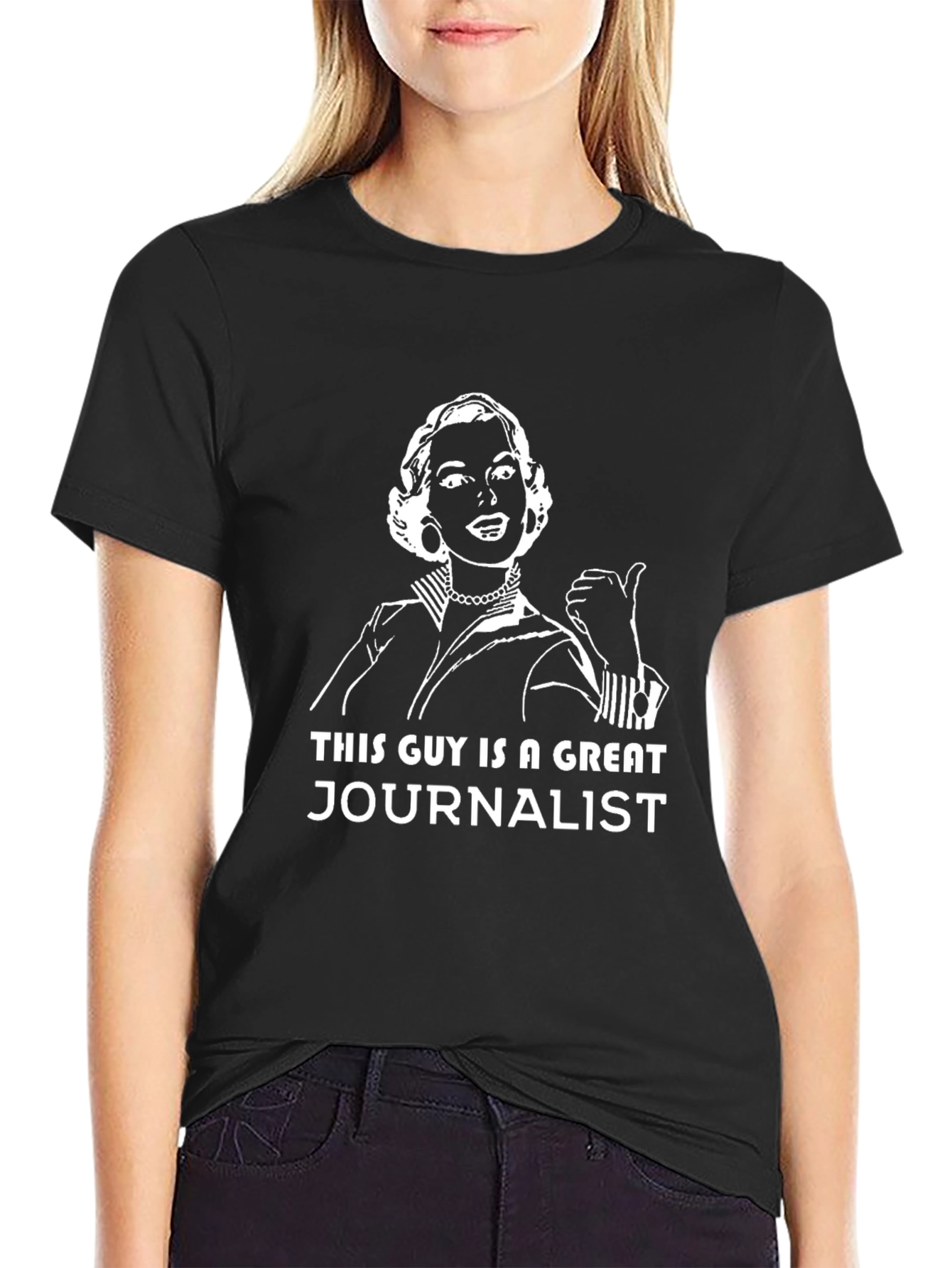 Humorous Journalist Graphic Tee - Black