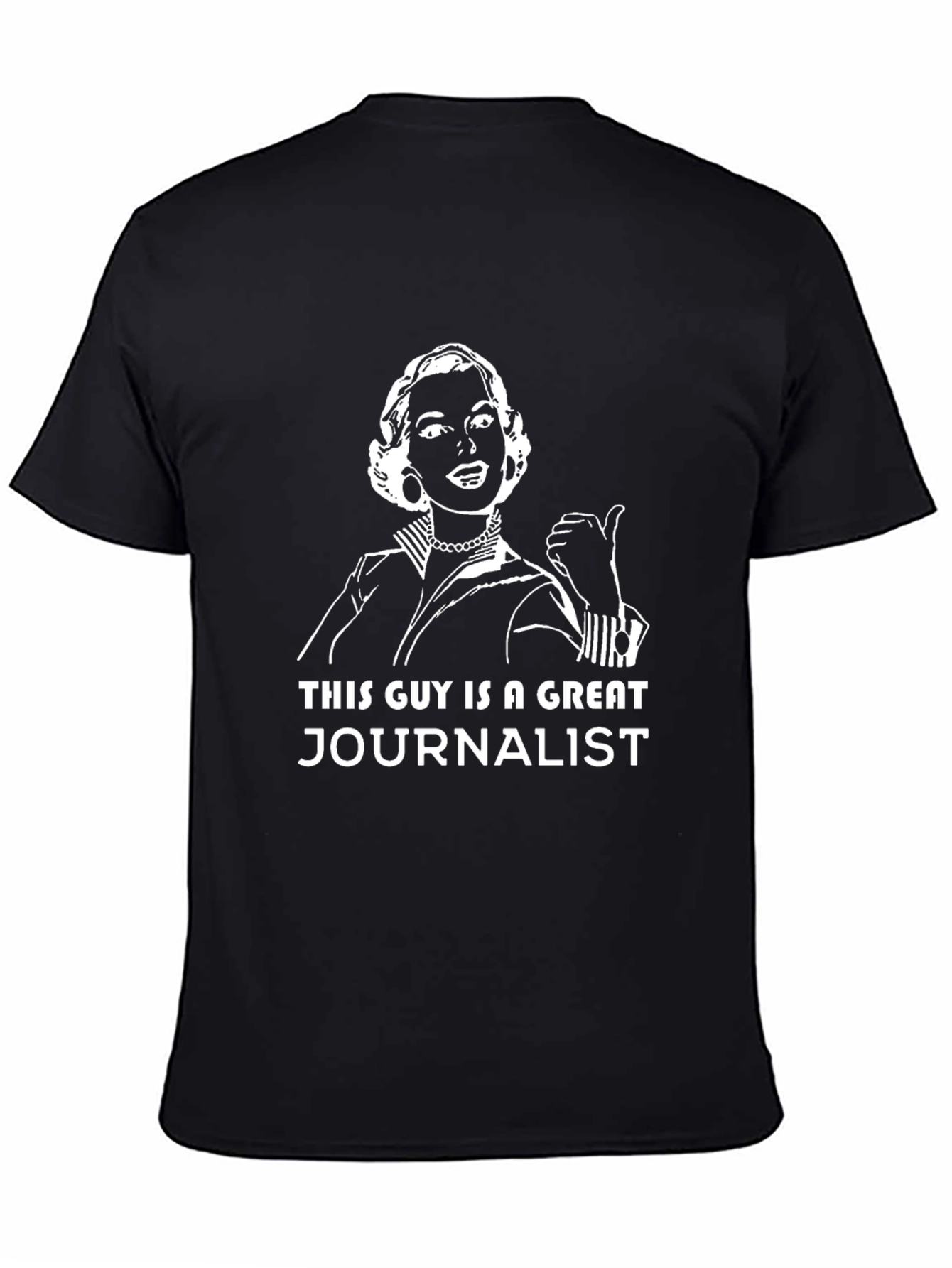 Humorous Journalist Graphic Tee - Black
