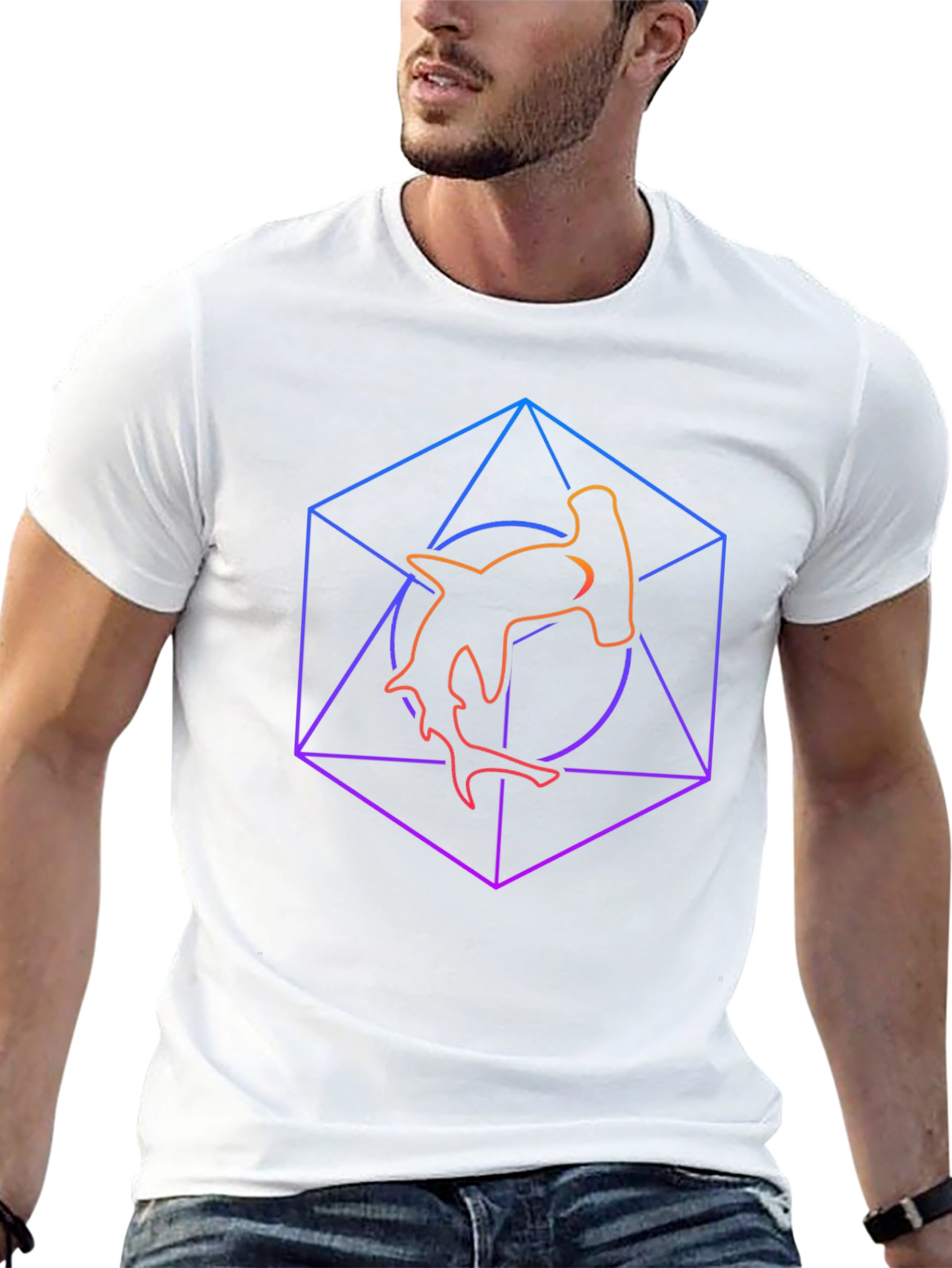 Hammerhead Shark Graphic Tee - Geometric Design