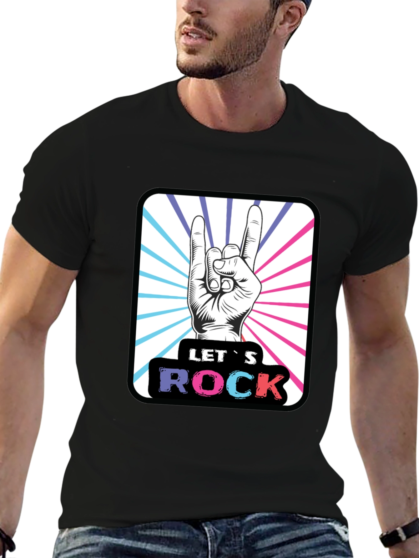 Lets Rock Hand Gesture Graphic Tee