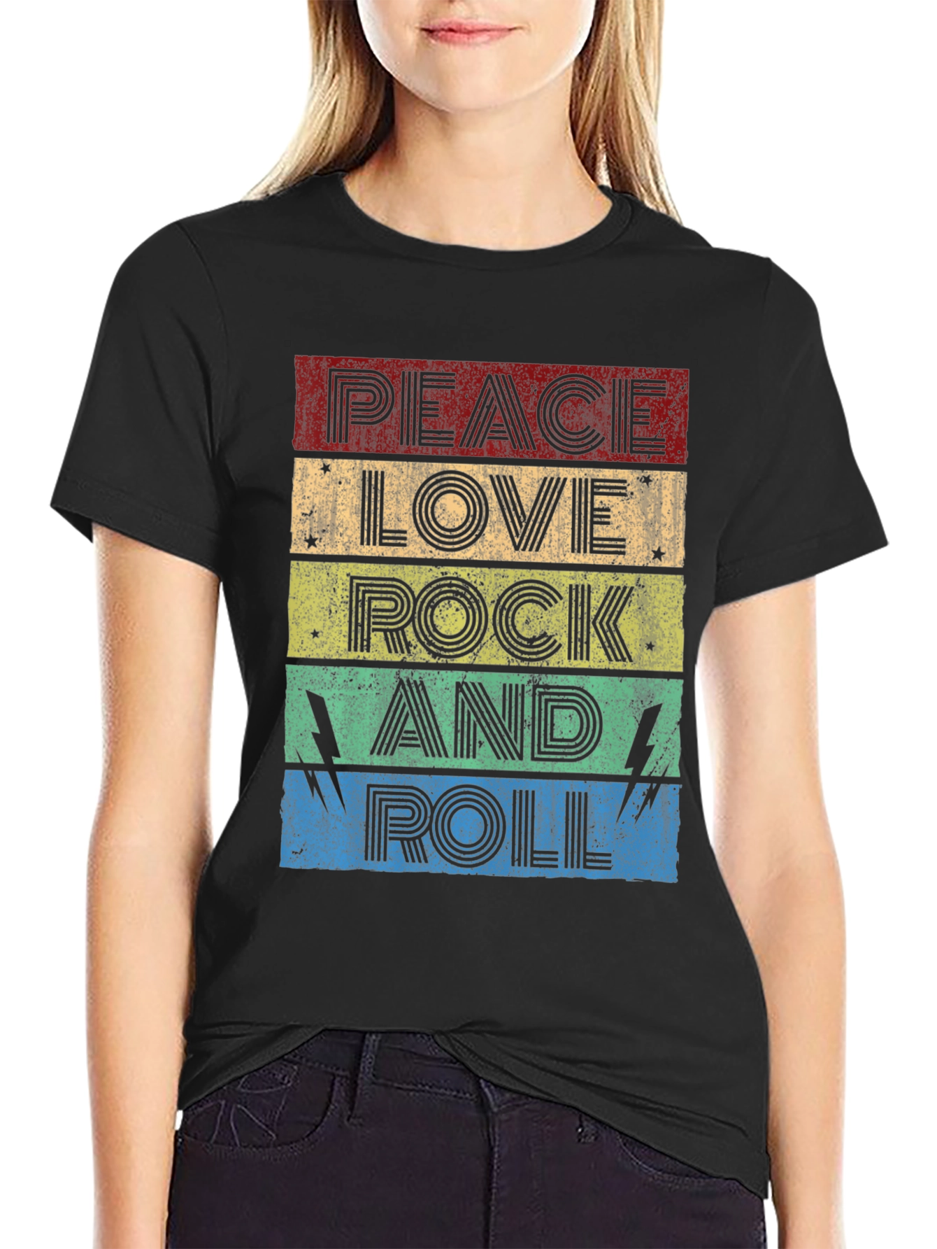 Peace Love Rock and Roll Graphic T-Shirt
