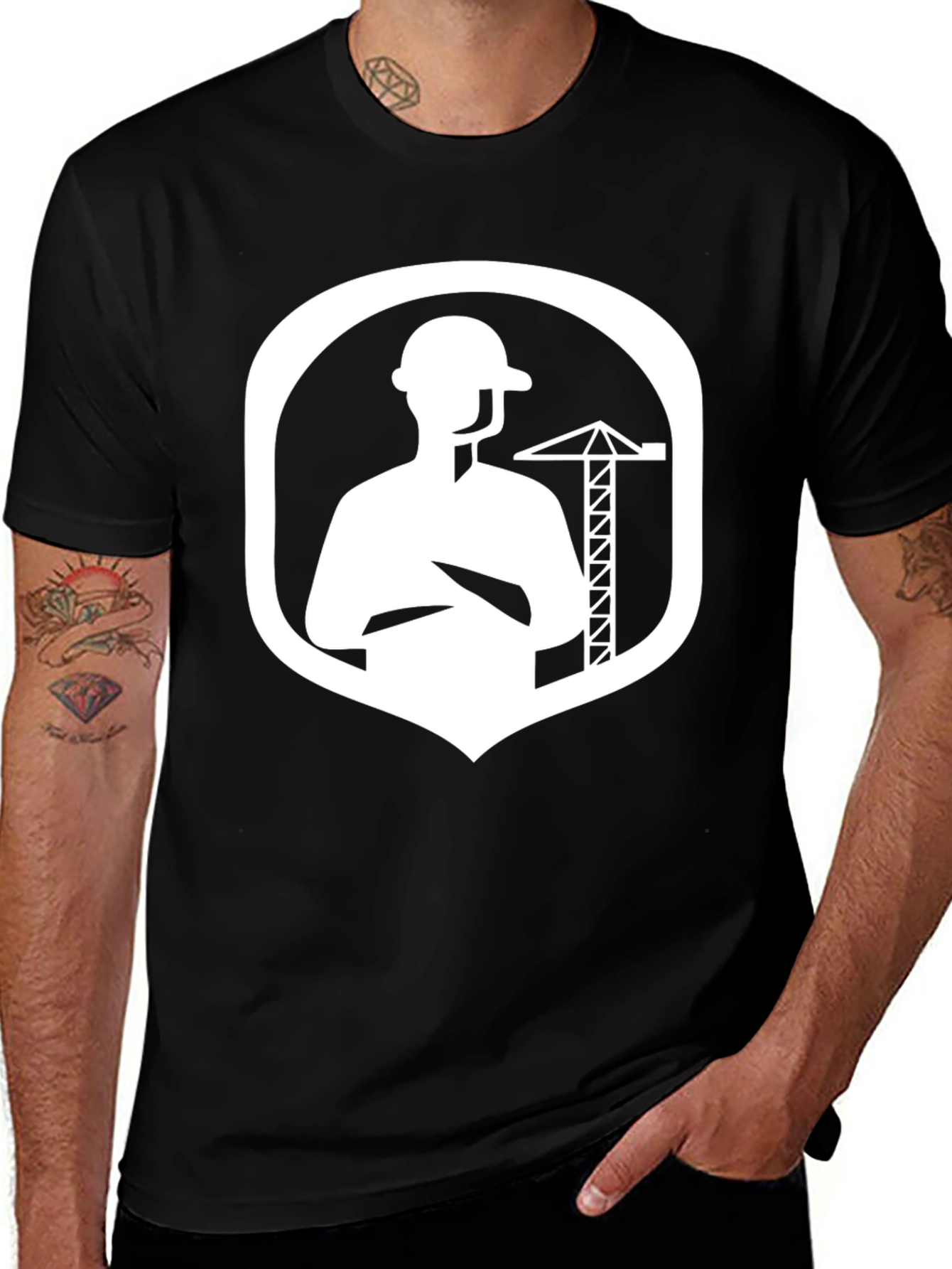 Construction Worker Graphic Tee - Black