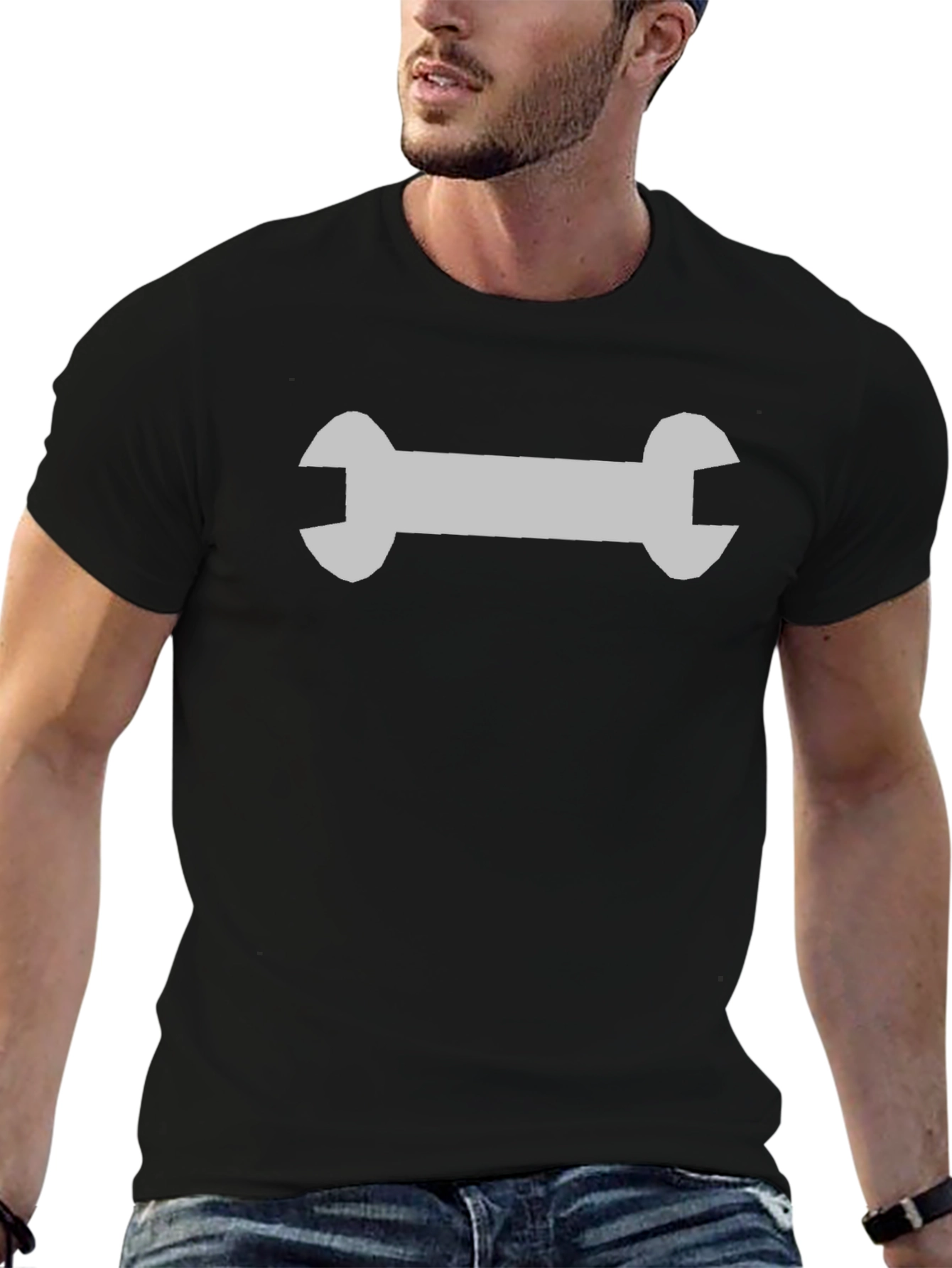 Wrench Graphic Black T-Shirt - Mechanic Style