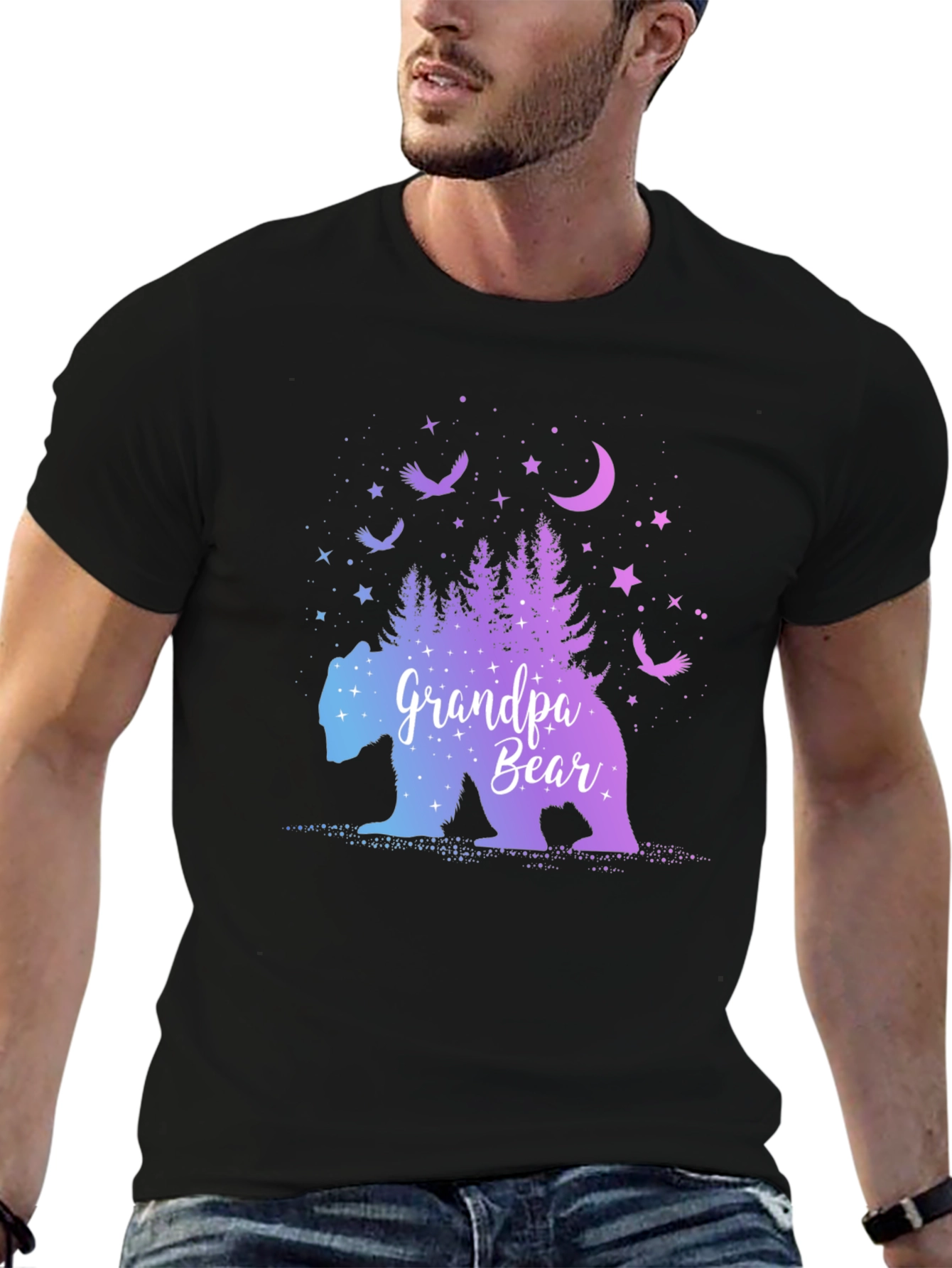 Grandpa Bear Galaxy Graphic T-Shirt