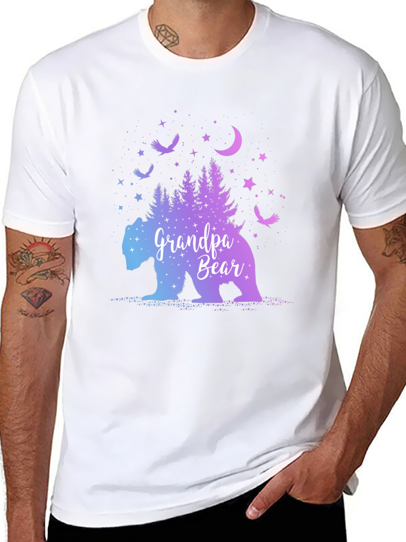 Grandpa Bear Galaxy Graphic T-Shirt