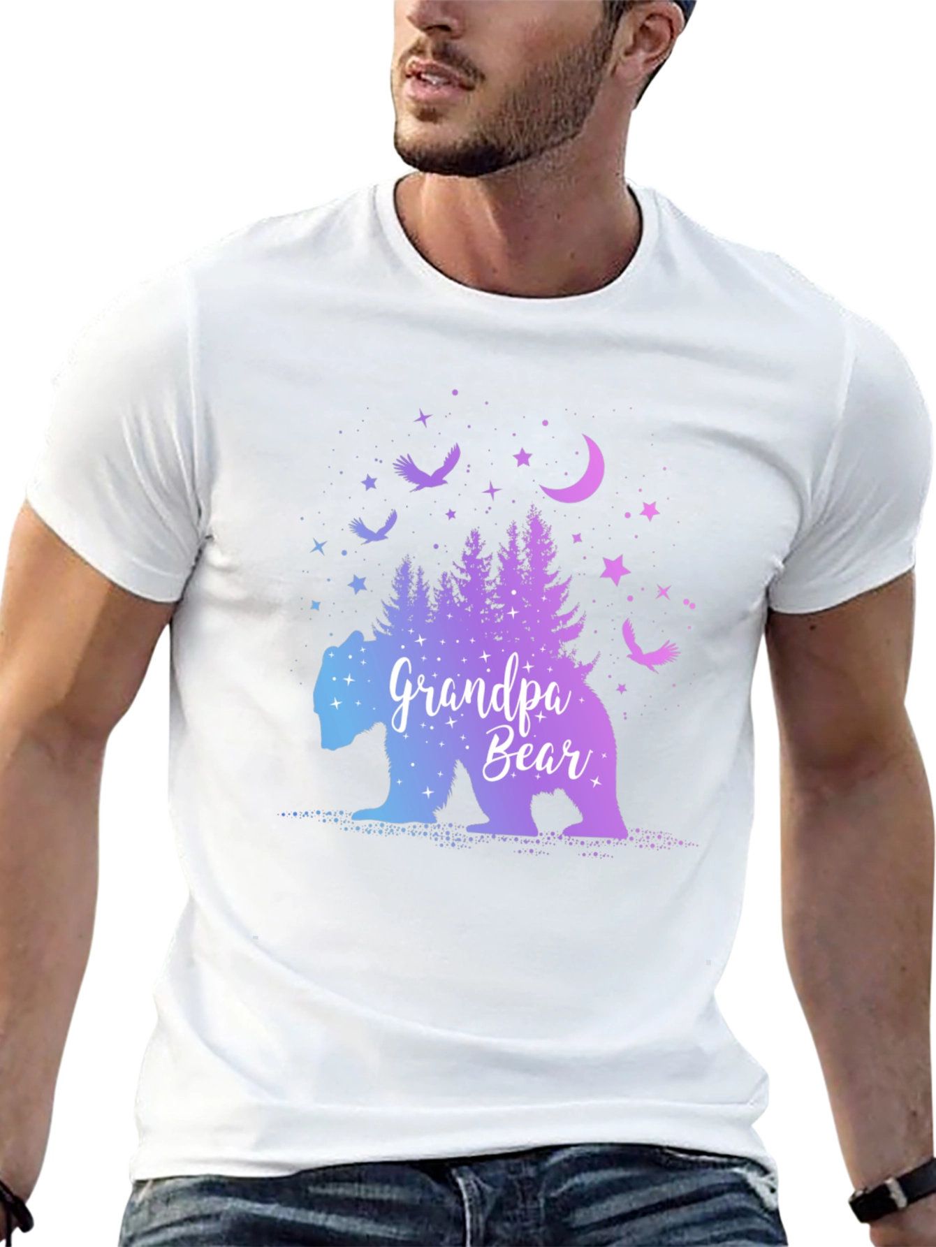 Grandpa Bear Galaxy Graphic T-Shirt