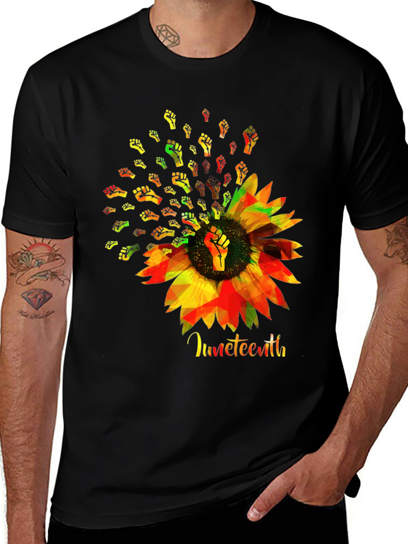 Juneteenth Sunflower Fist T-Shirt