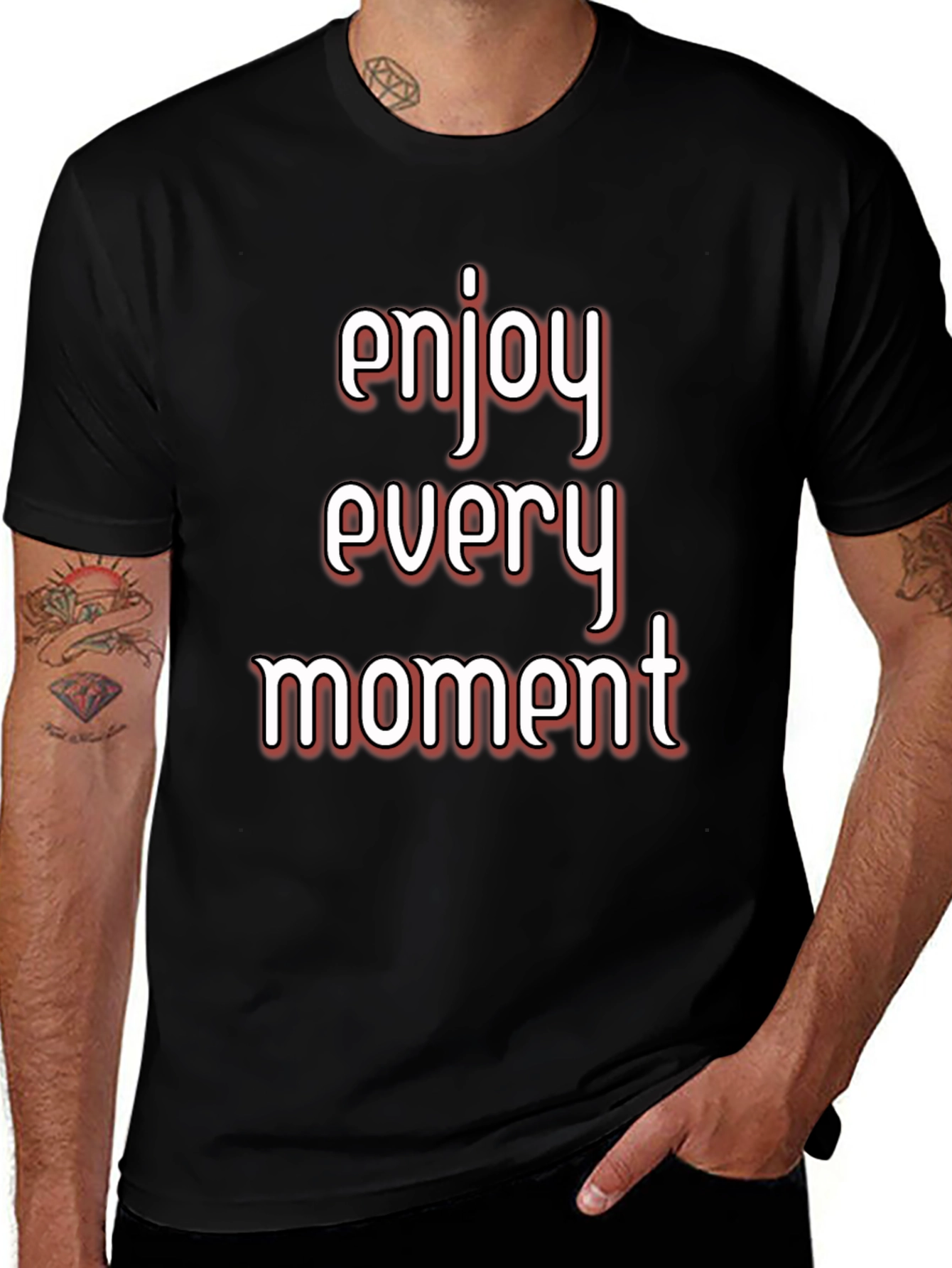 Enjoy Every Moment Black Graphic Tee Shirt