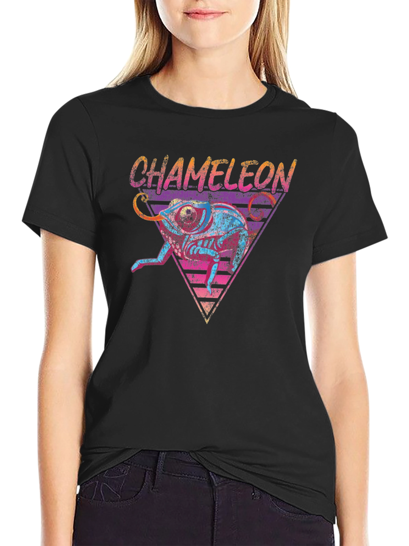 Retro Chameleon Graphic Tee - Cool Animal T-Shirt